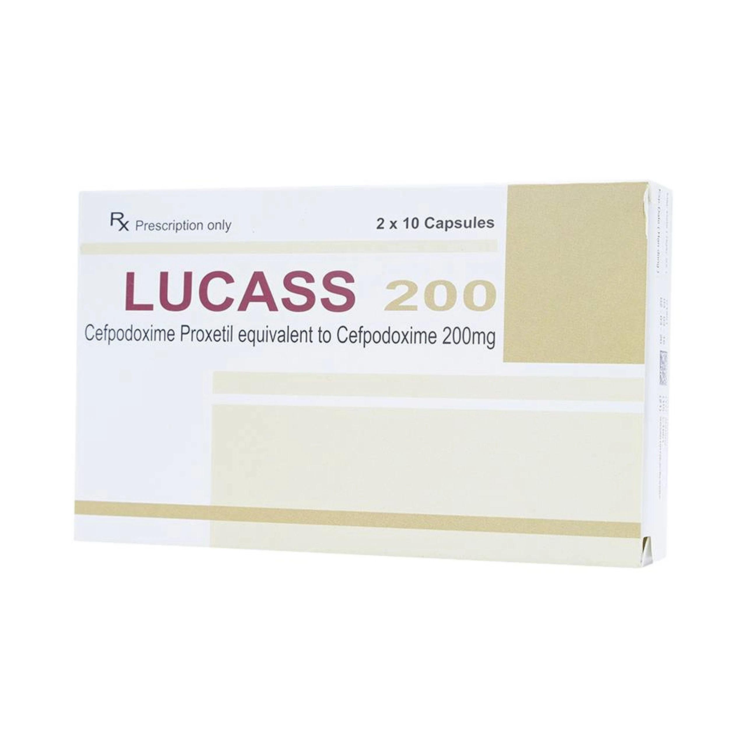 Thuốc Lucass 200 Maxim điều trị viêm phổi, viêm phế quản, viêm họng (2 vỉ x 10 viên)