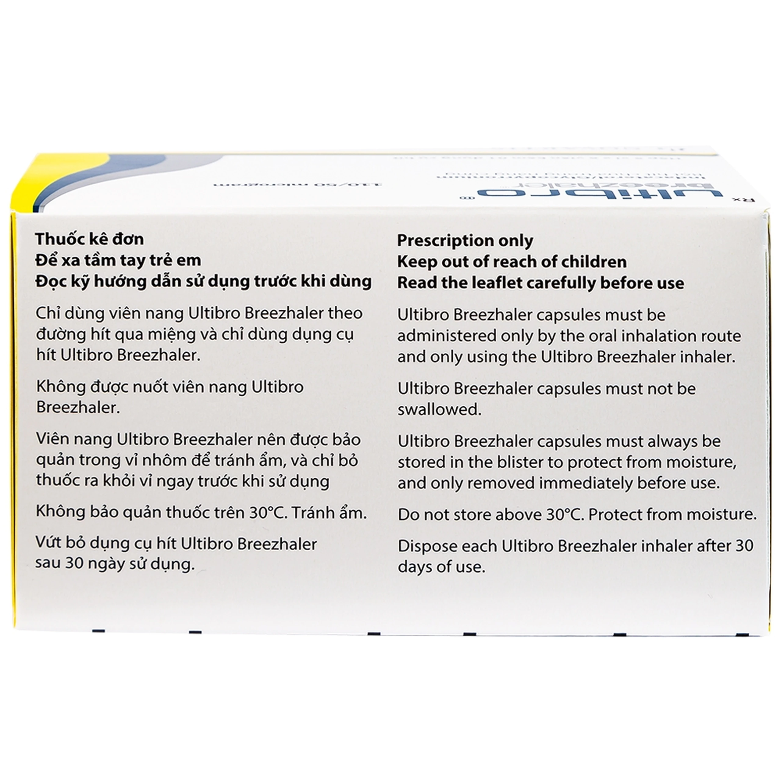 Thuốc Ultibro Breezhaler Novartis điều trị giảm triệu chứng bệnh phổi mạn tính tắc nghẽn (5 vỉ x 6 viên)