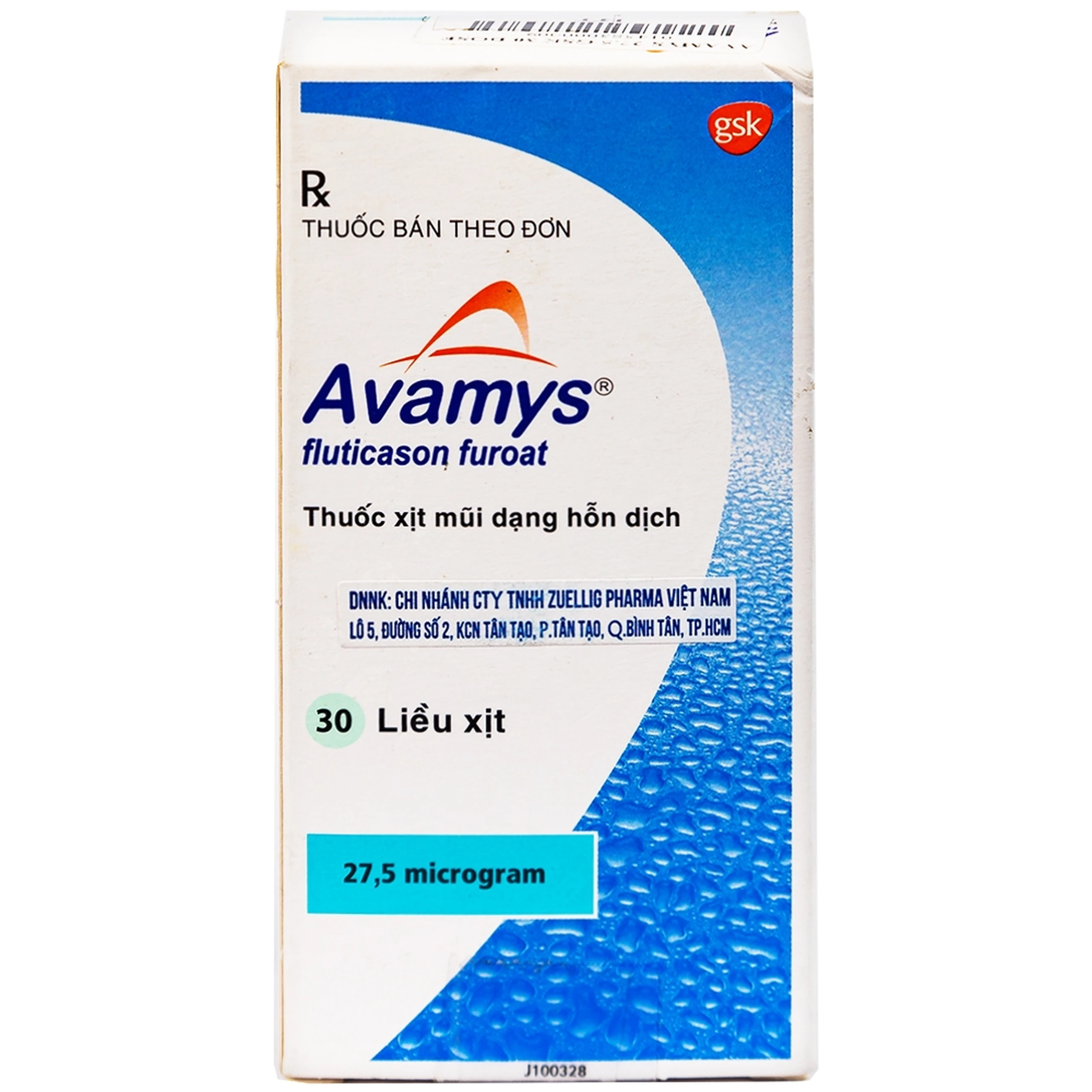 Thuốc xịt mũi Avamys 27.5mcg GSK điều trị chảy nước mũi, xung huyết mũi (30 liều xịt)