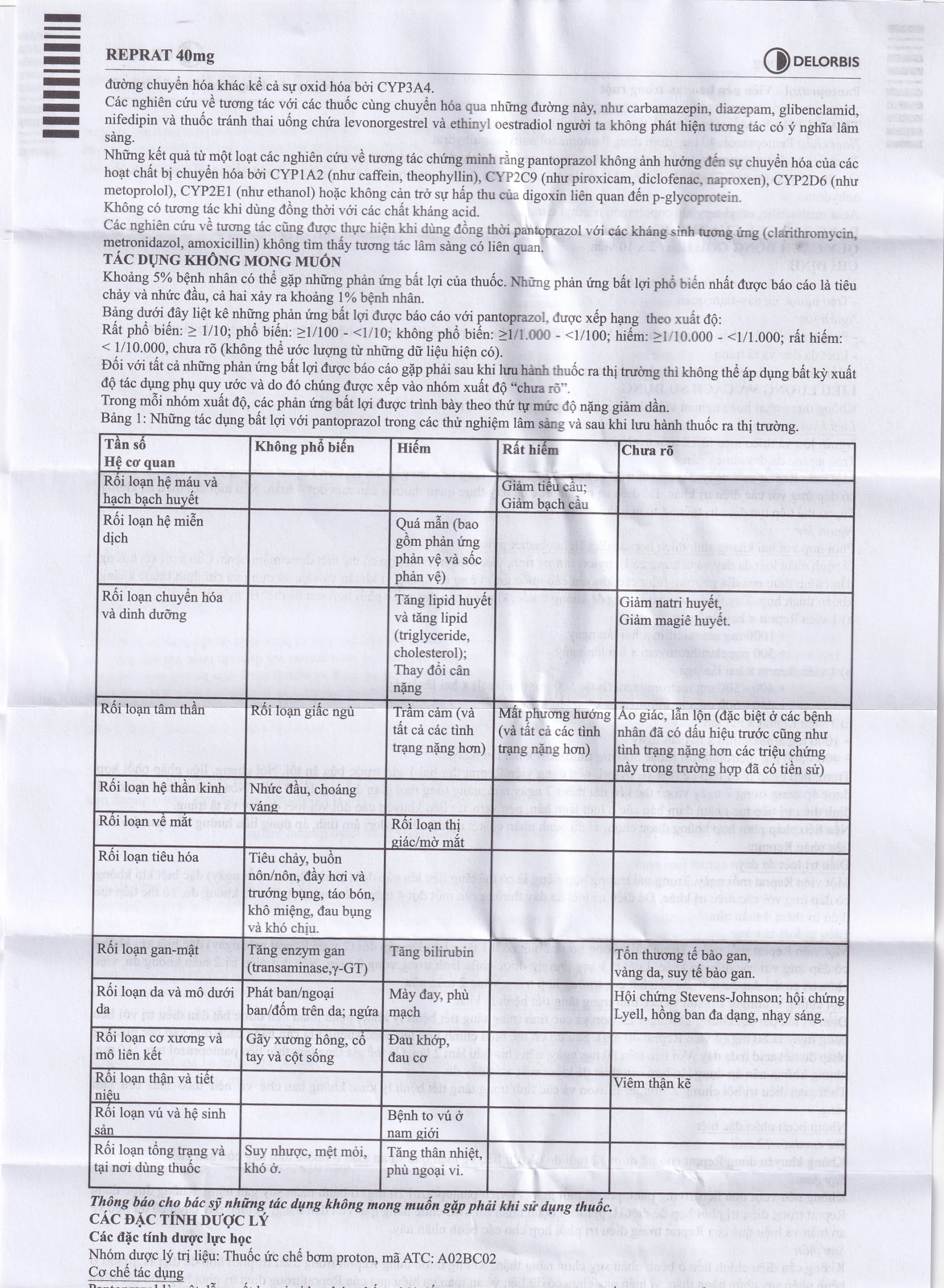 Thuốc Reprat 40mg Delorbis điều trị trào ngược dạ dày, thực quản (2 vỉ x 10 viên)