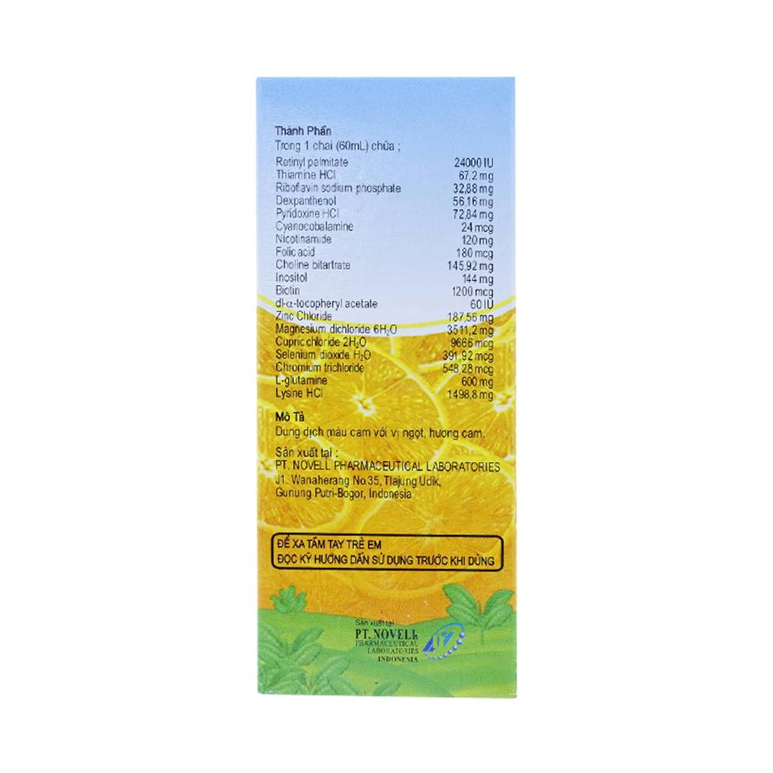 Siro NovellZamel bổ sung vitamin, khoáng chất cho trẻ em (60ml)