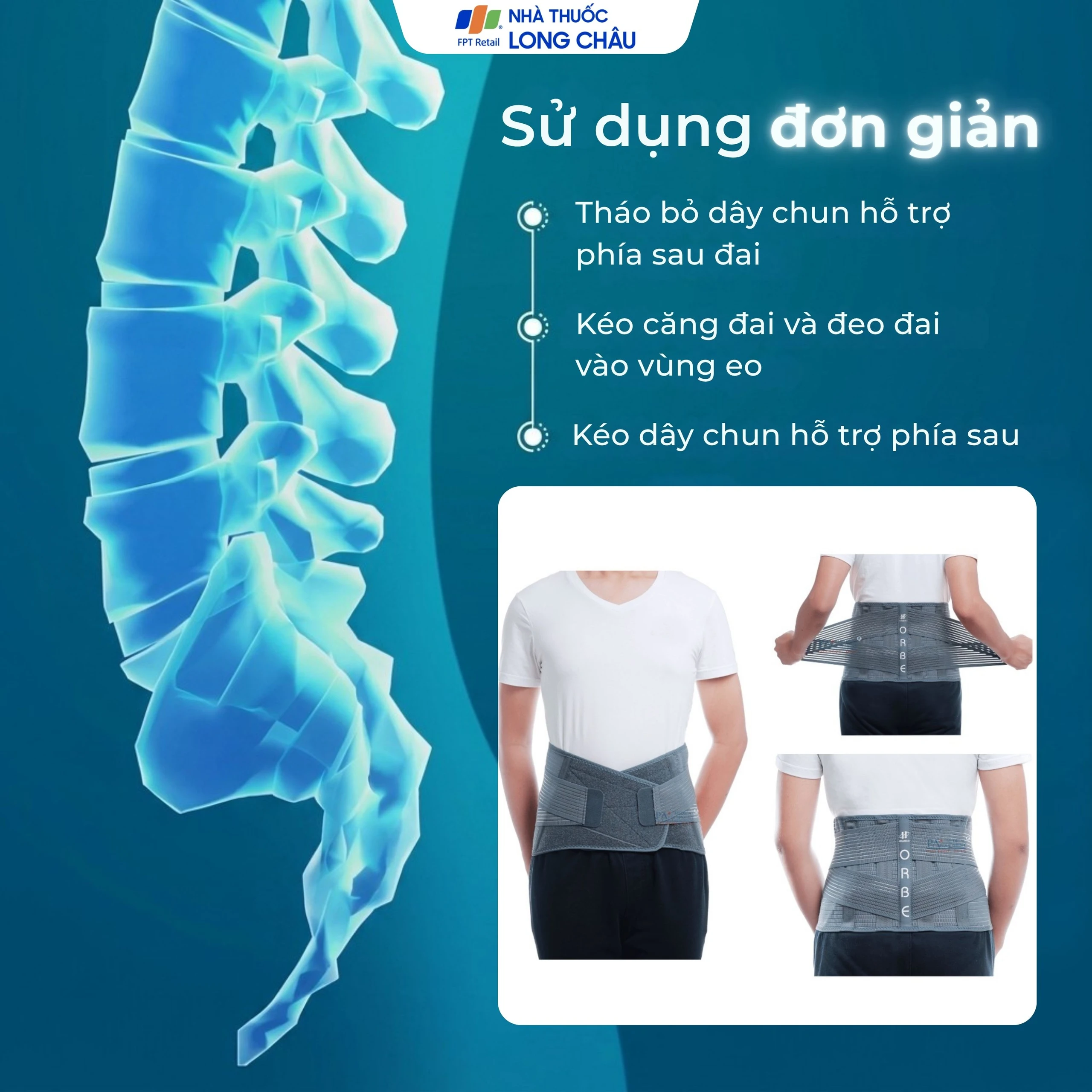 Đai thắt lưng Olumba Orbe size M màu ghi hỗ trợ giảm đau, cố định cột sống 6