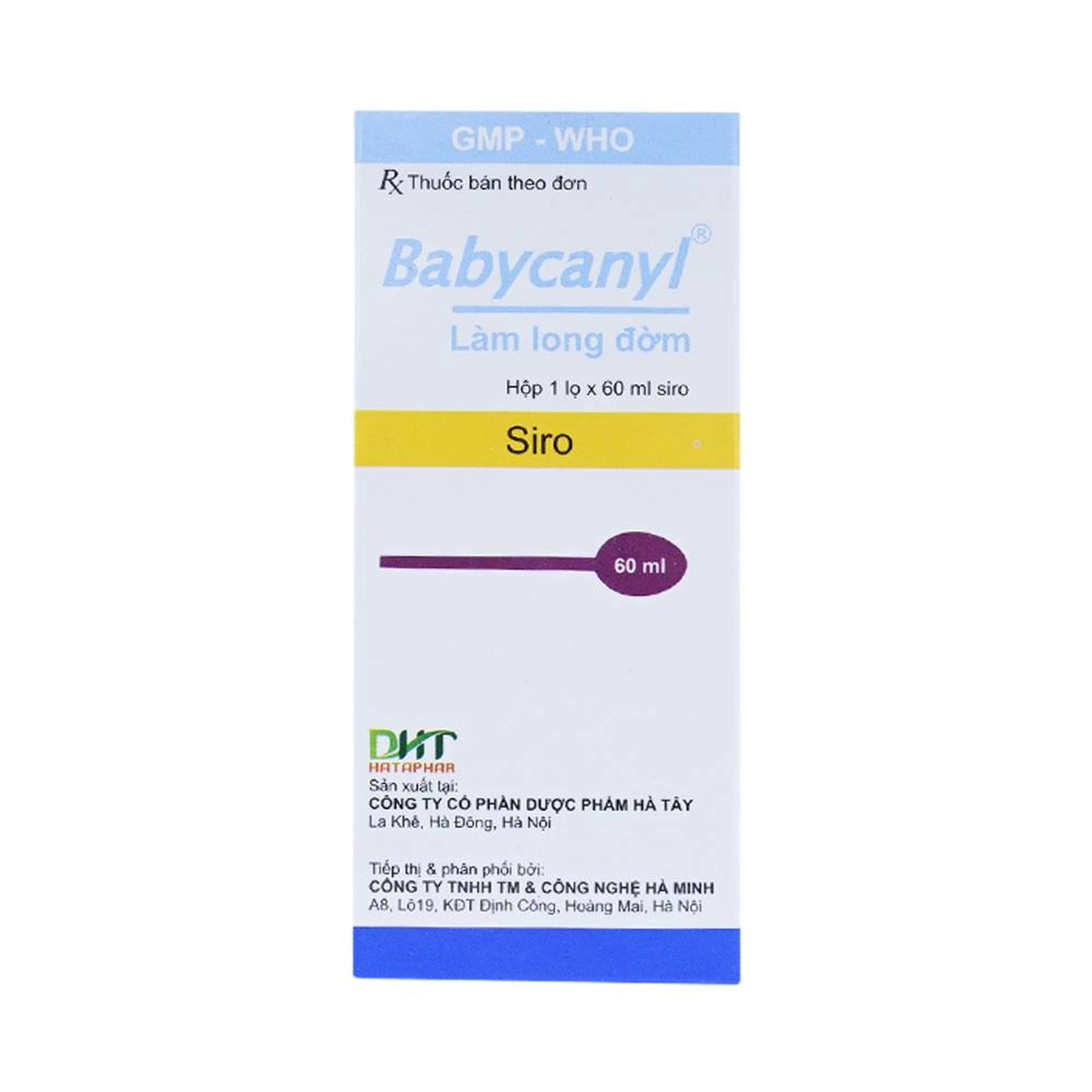 Siro Babycanyl Hataphar điều trị ho do hen phế quản, viêm phế quản (60ml)