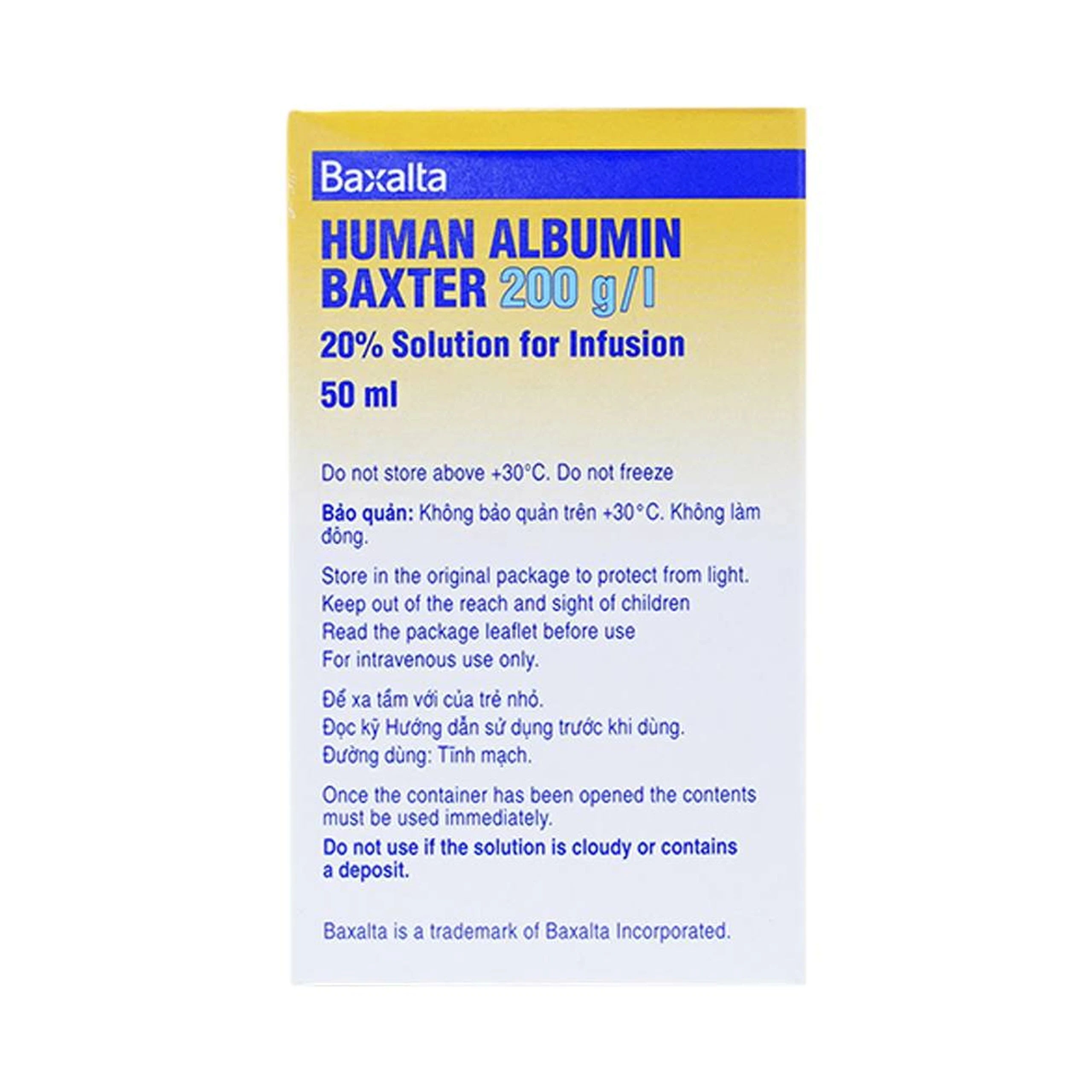 Dung dịch tiêm Human Albumin Takeda 200g/l dùng trong phục hồi và duy trì thể tích máu (50ml)