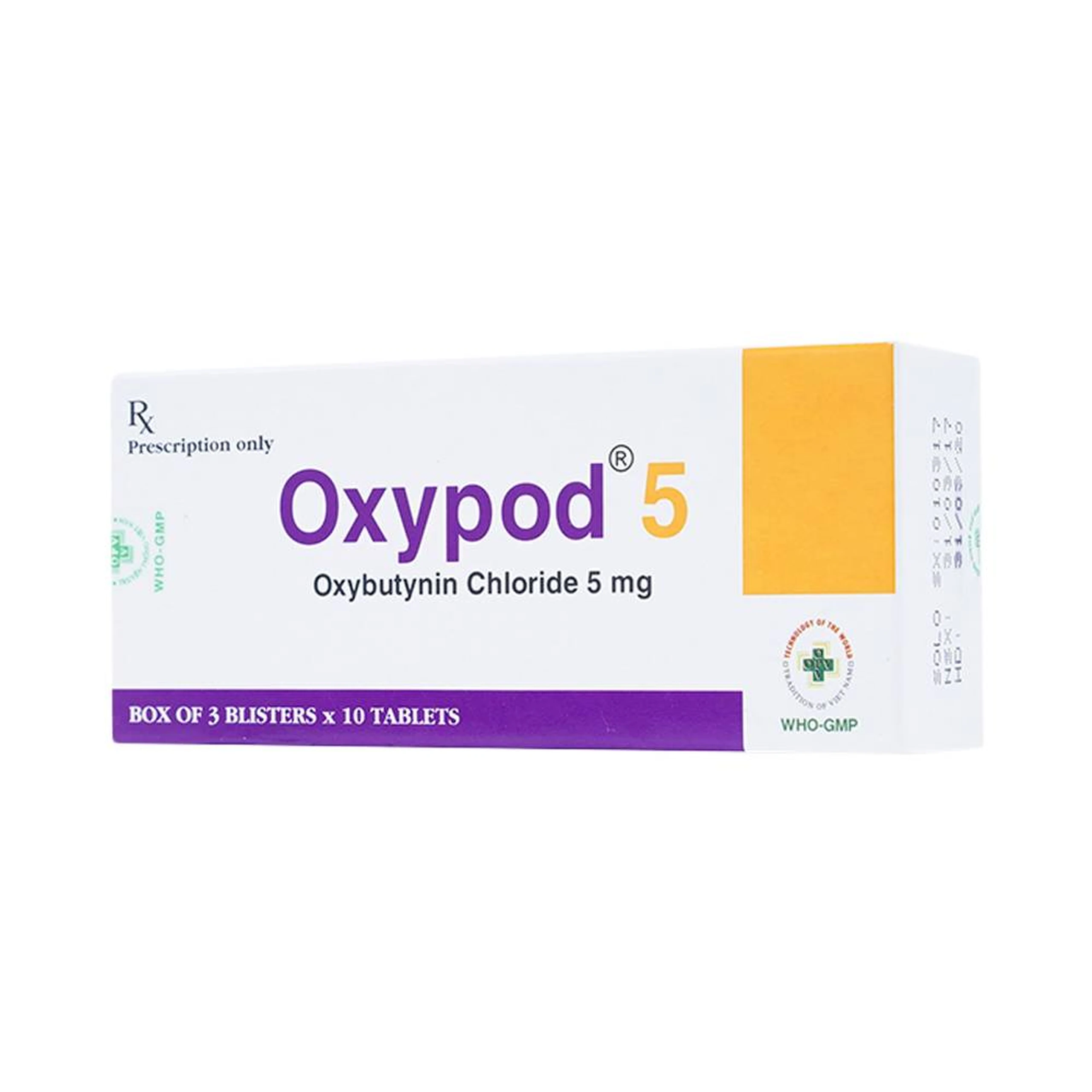 Viên nén Oxypod 5 OPV điều trị tiểu nhiều, tiểu đêm, tiểu không tự chủ (3 vỉ x 10 viên)