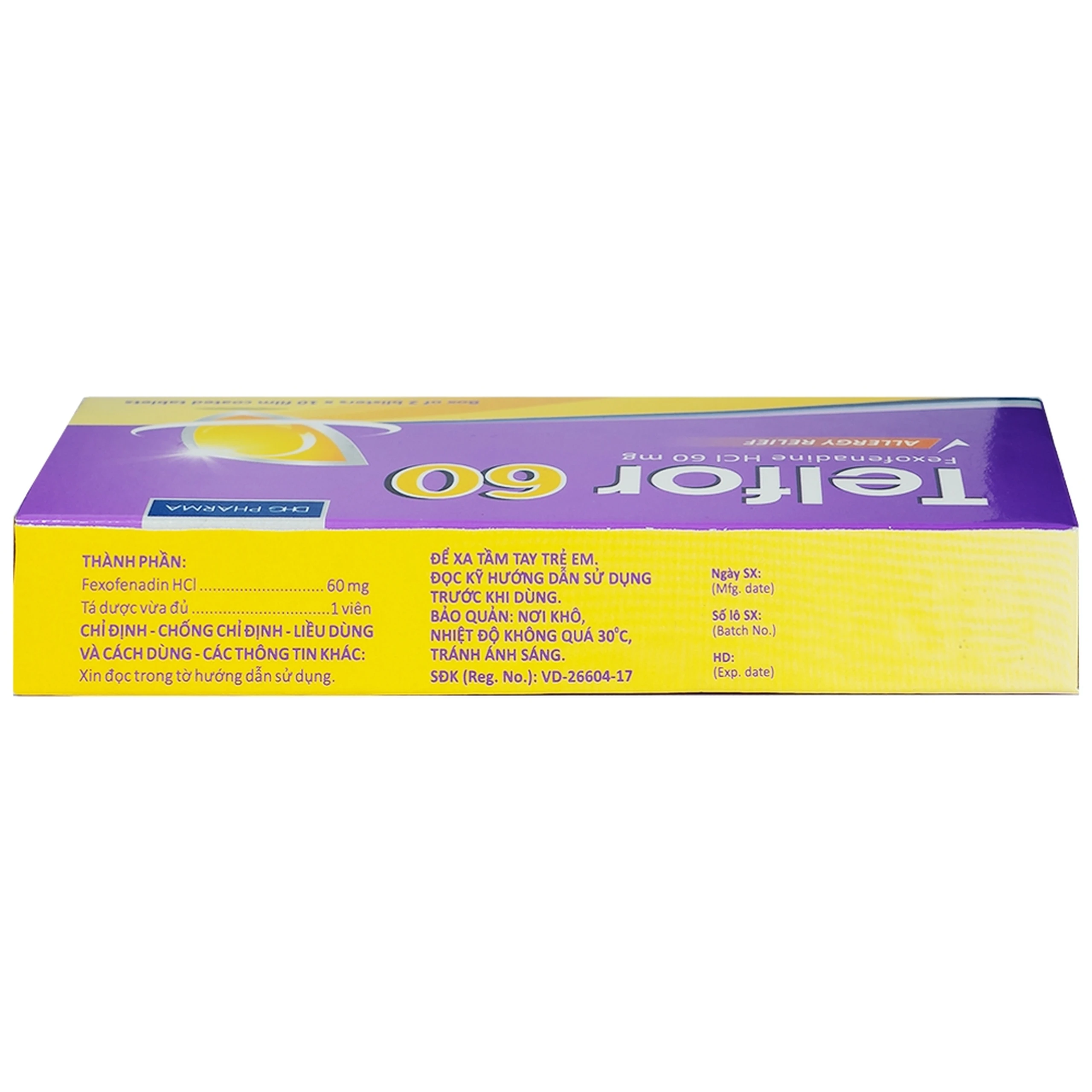 Thuốc Telfor 60 DHG điều trị các triệu chứng viêm mũi dị ứng (2 vỉ x 10 viên)