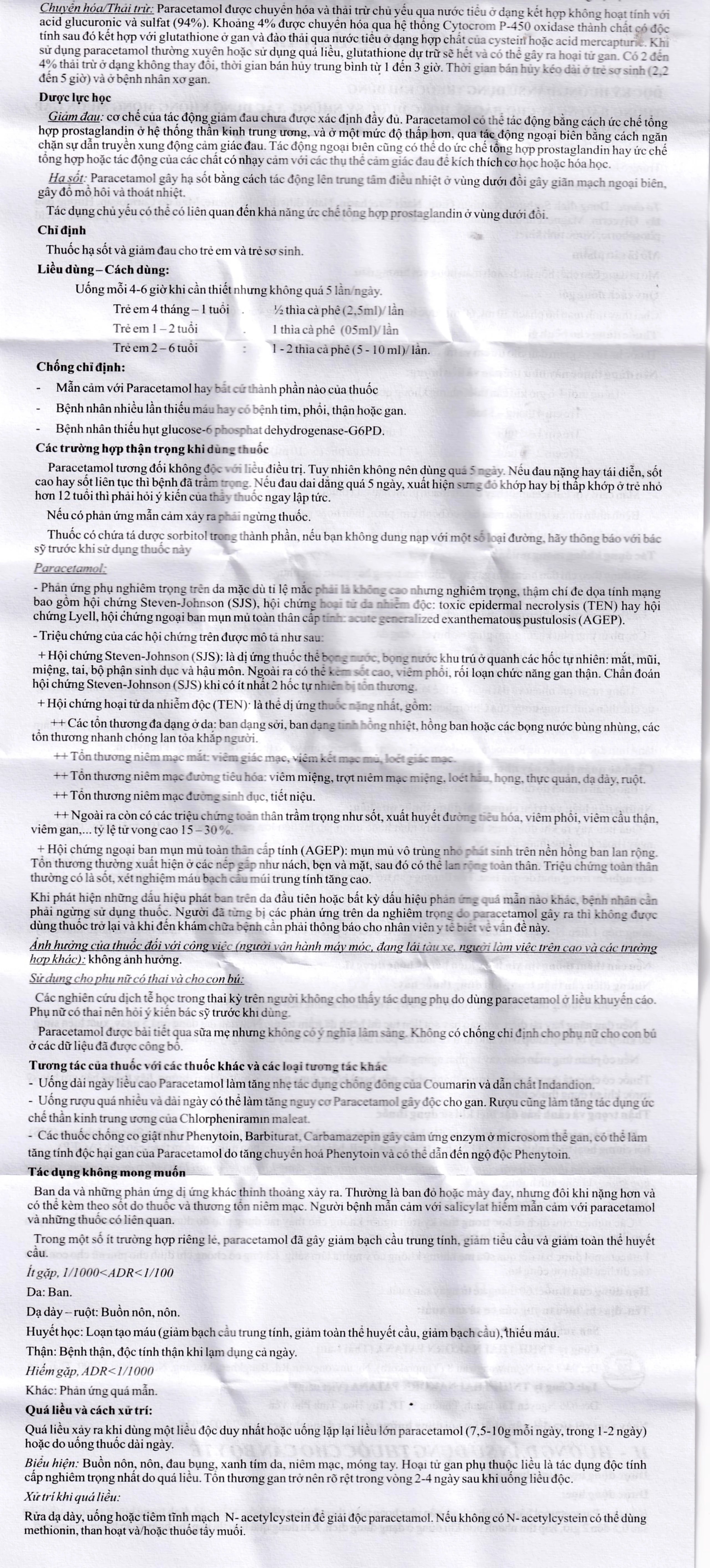 Thuốc Sara 120mg/5ml Thai Nakorn Patana hương dâu tây hạ sốt, giảm đau cho trẻ (60ml)