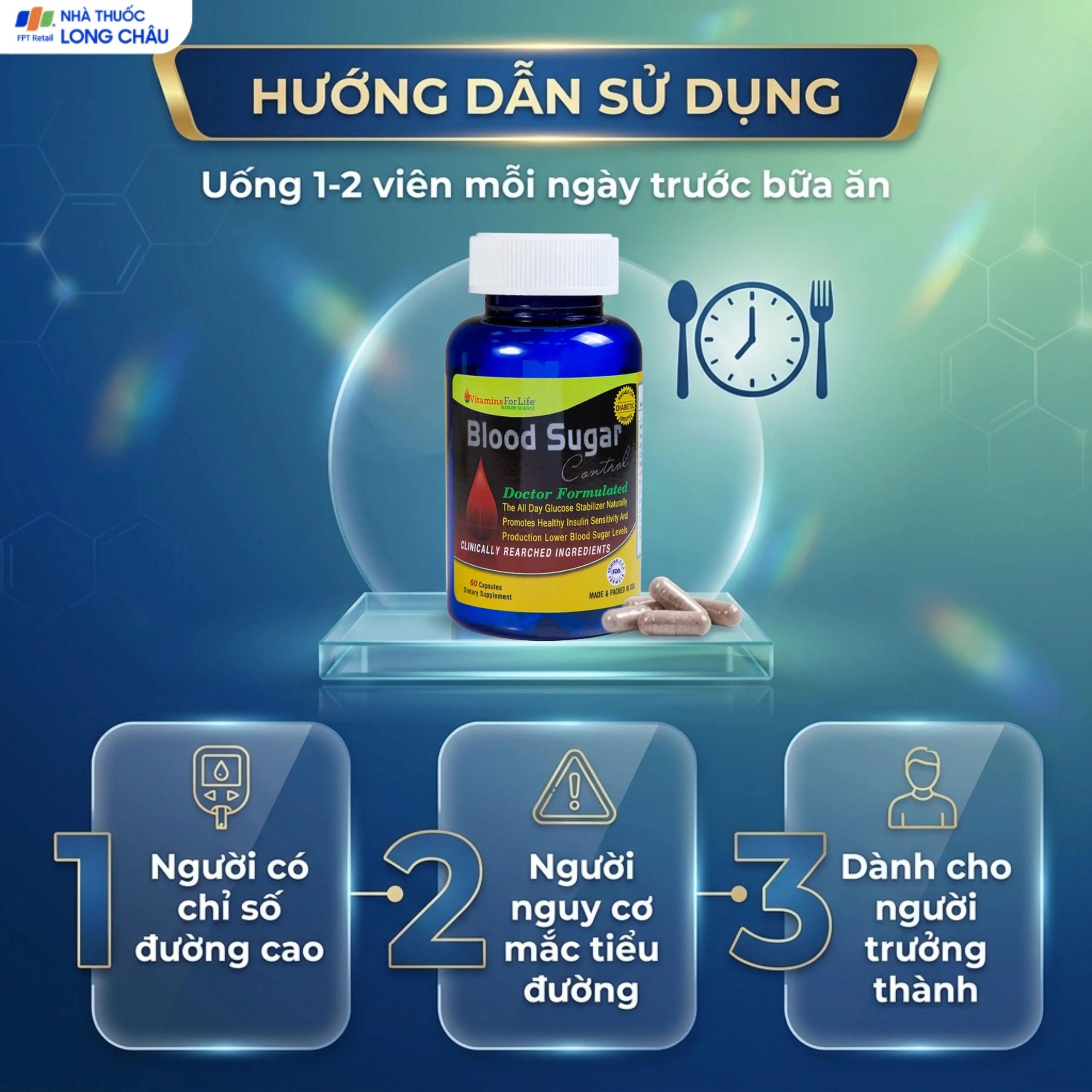 Viên uống ổn định đường huyết, tốt cho người bị tiểu đường Blood Sugar Control Vitamins For Life (60 viên) 5