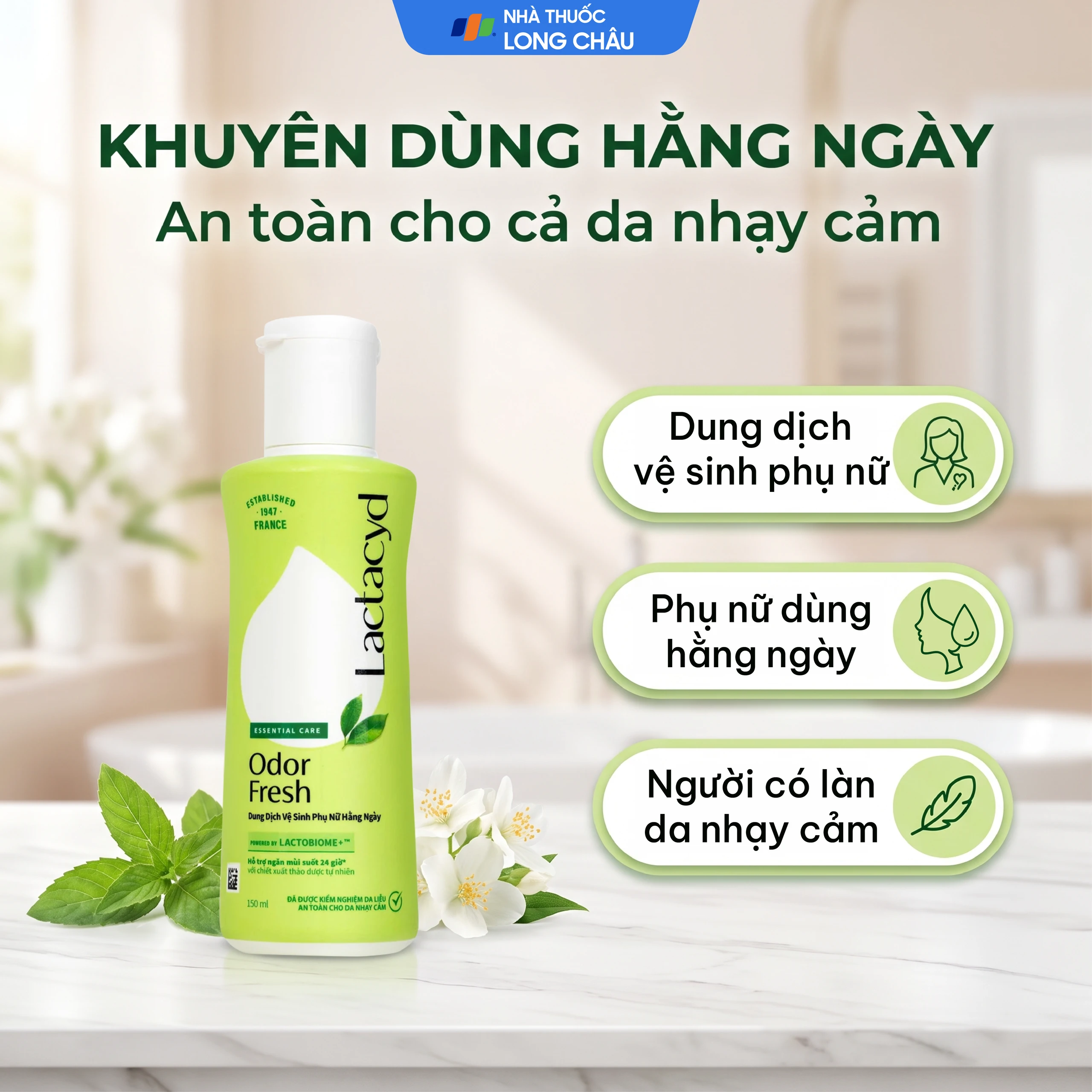 Dung dịch vệ sinh phụ nữ Lactacyd Odor Fresh ngăn mùi suốt 24h (150ml) 4