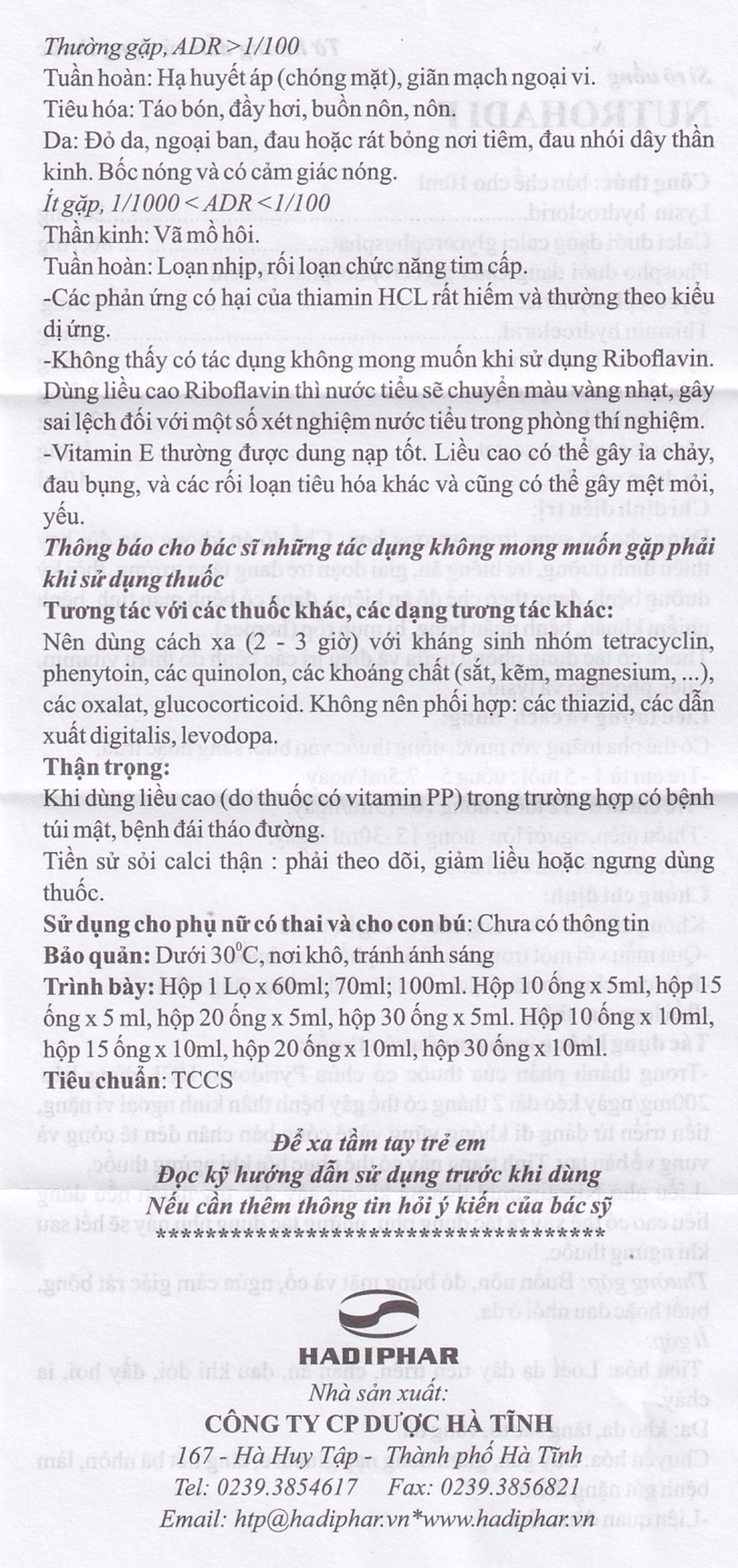 Siro Nutrohadi F bổ sung dinh dưỡng dùng cho trẻ biếng ăn, phòng ngừa thiếu vitamin (20 ống x 10ml)