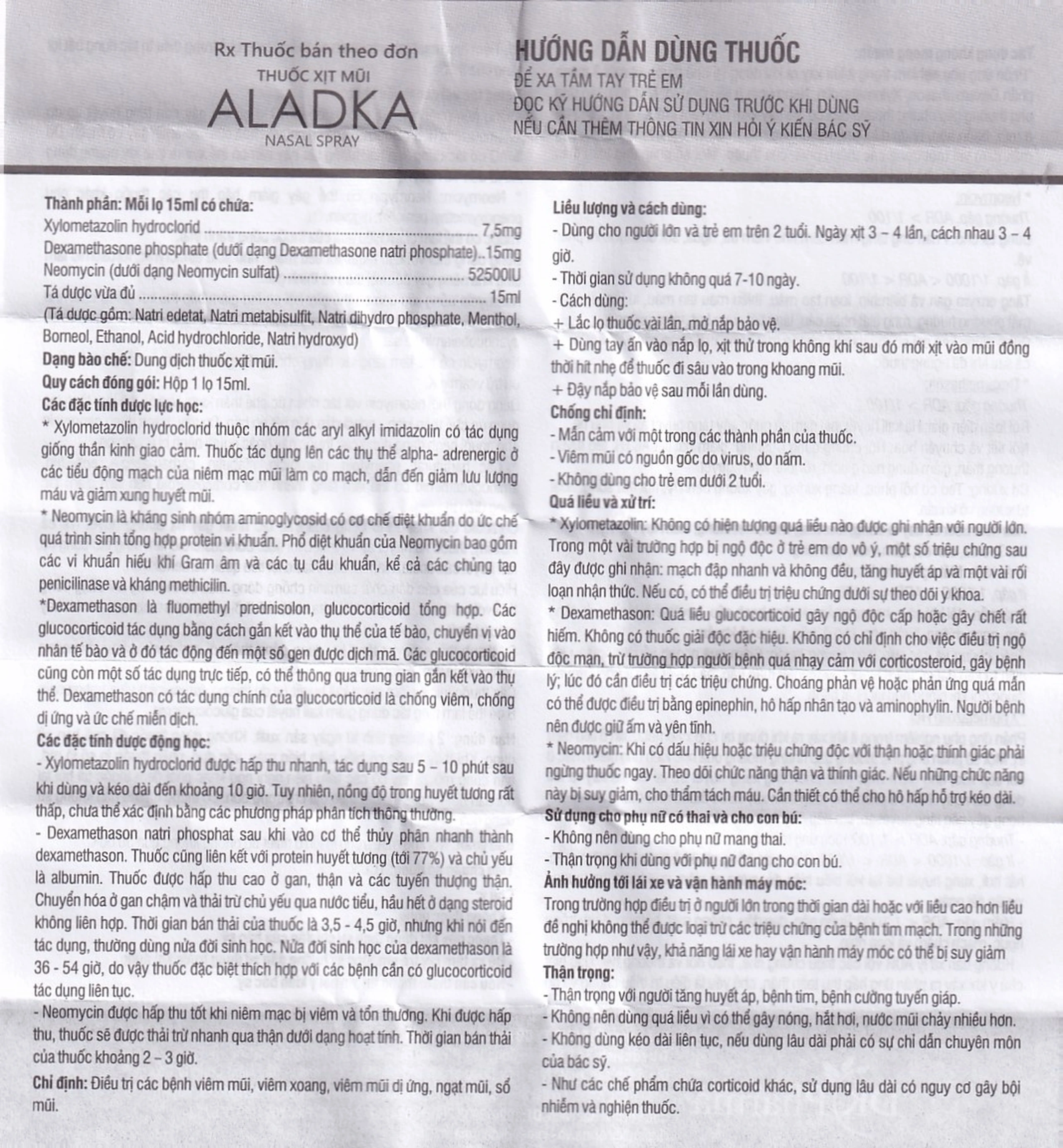 Thuốc xịt mũi Aladka điều trị viêm mũi, viêm xoang, viêm mũi dị ứng (15ml)