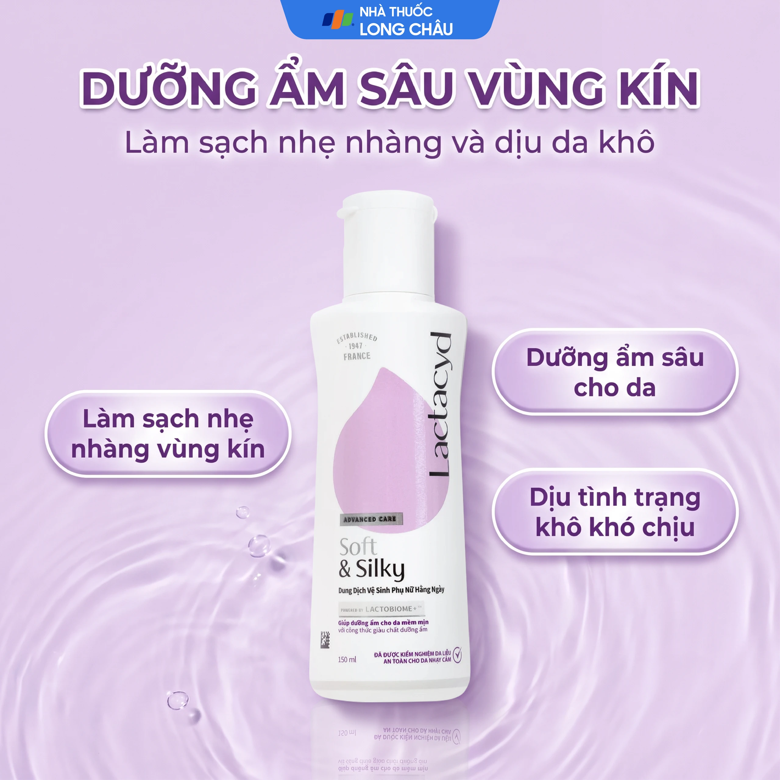 Dung dịch vệ sinh phụ nữ Lactacyd Soft and Silky Sanofi giữ ẩm và bảo vệ da nhạy cảm (150ml) 2