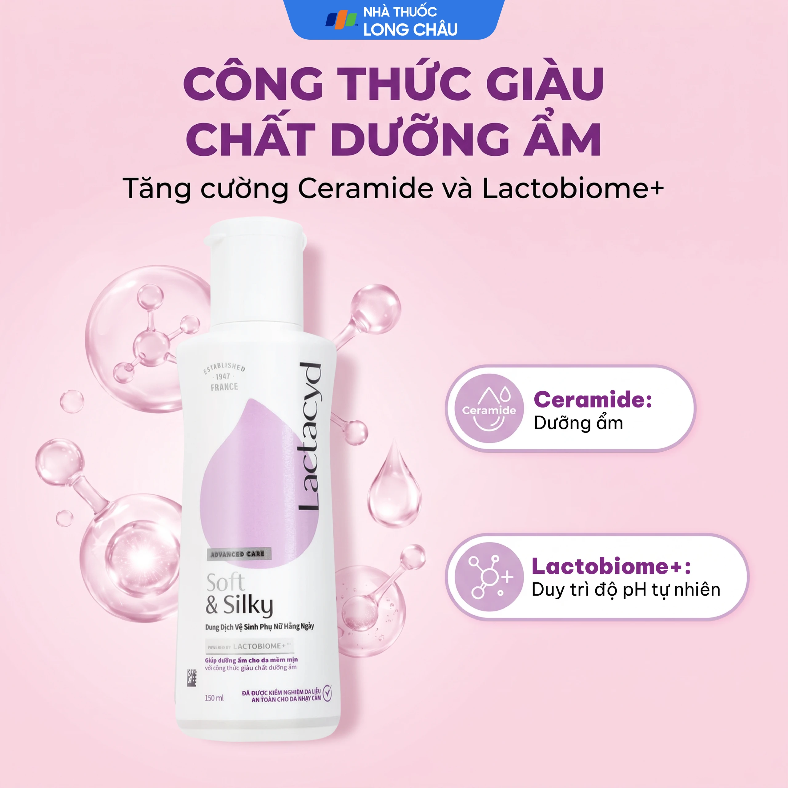 Dung dịch vệ sinh phụ nữ Lactacyd Soft and Silky Sanofi giữ ẩm và bảo vệ da nhạy cảm (150ml) 3
