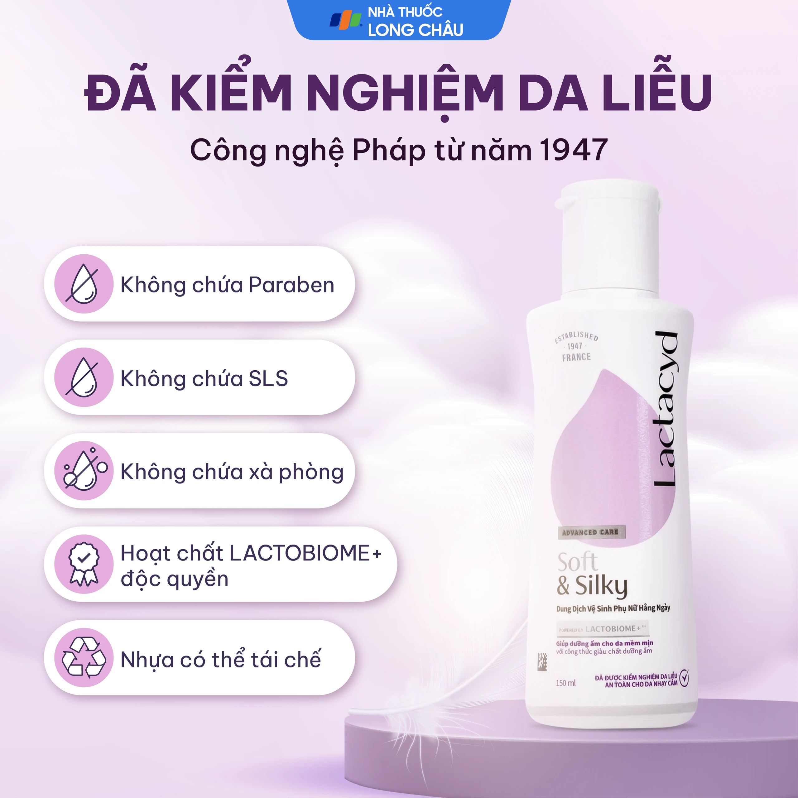 Dung dịch vệ sinh phụ nữ Lactacyd Soft and Silky Sanofi giữ ẩm và bảo vệ da nhạy cảm (150ml) 6