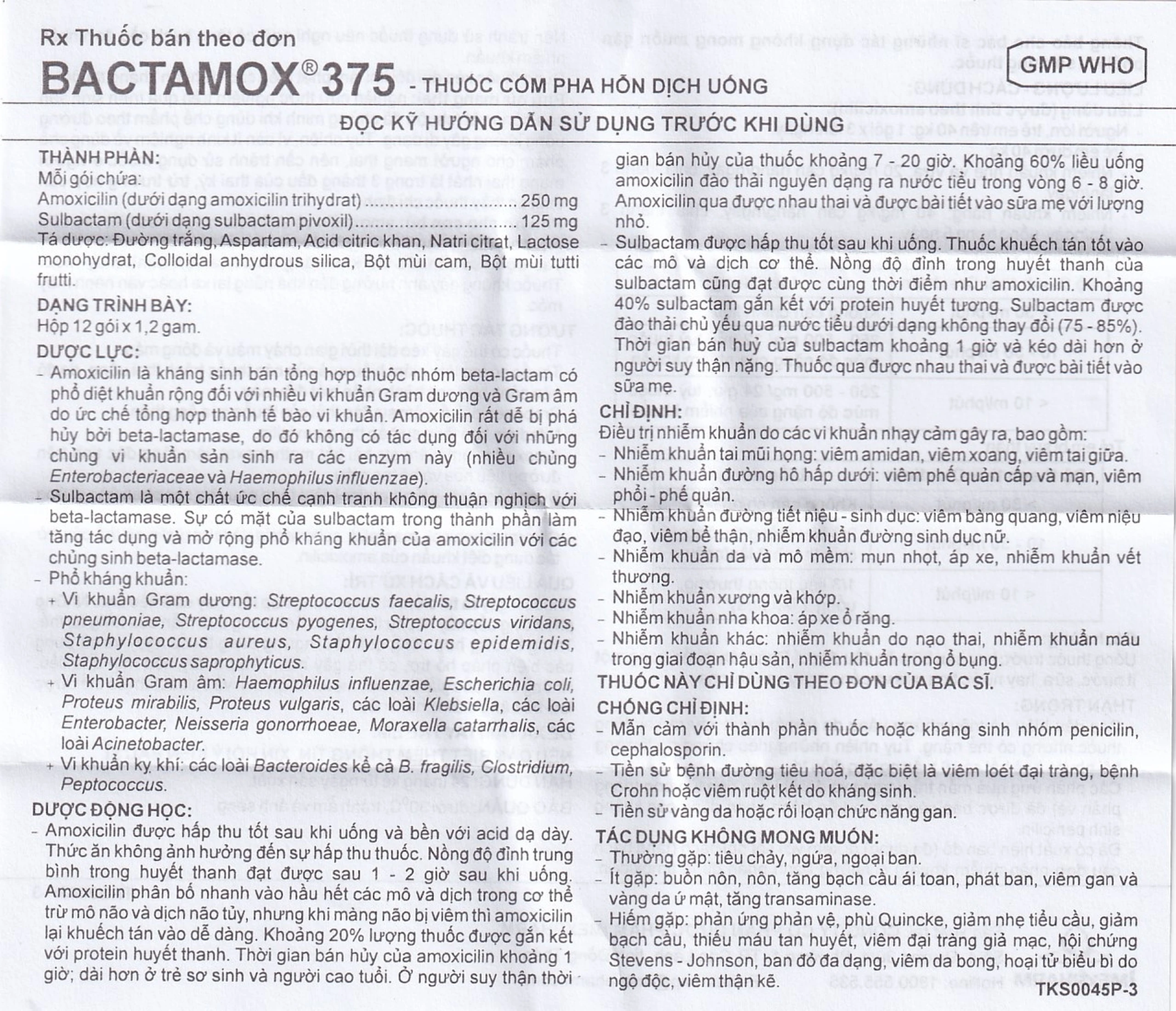 Thuốc cốm Bactamox 375 Imexpharm điều trị nhiễm khuẩn (12 gói)