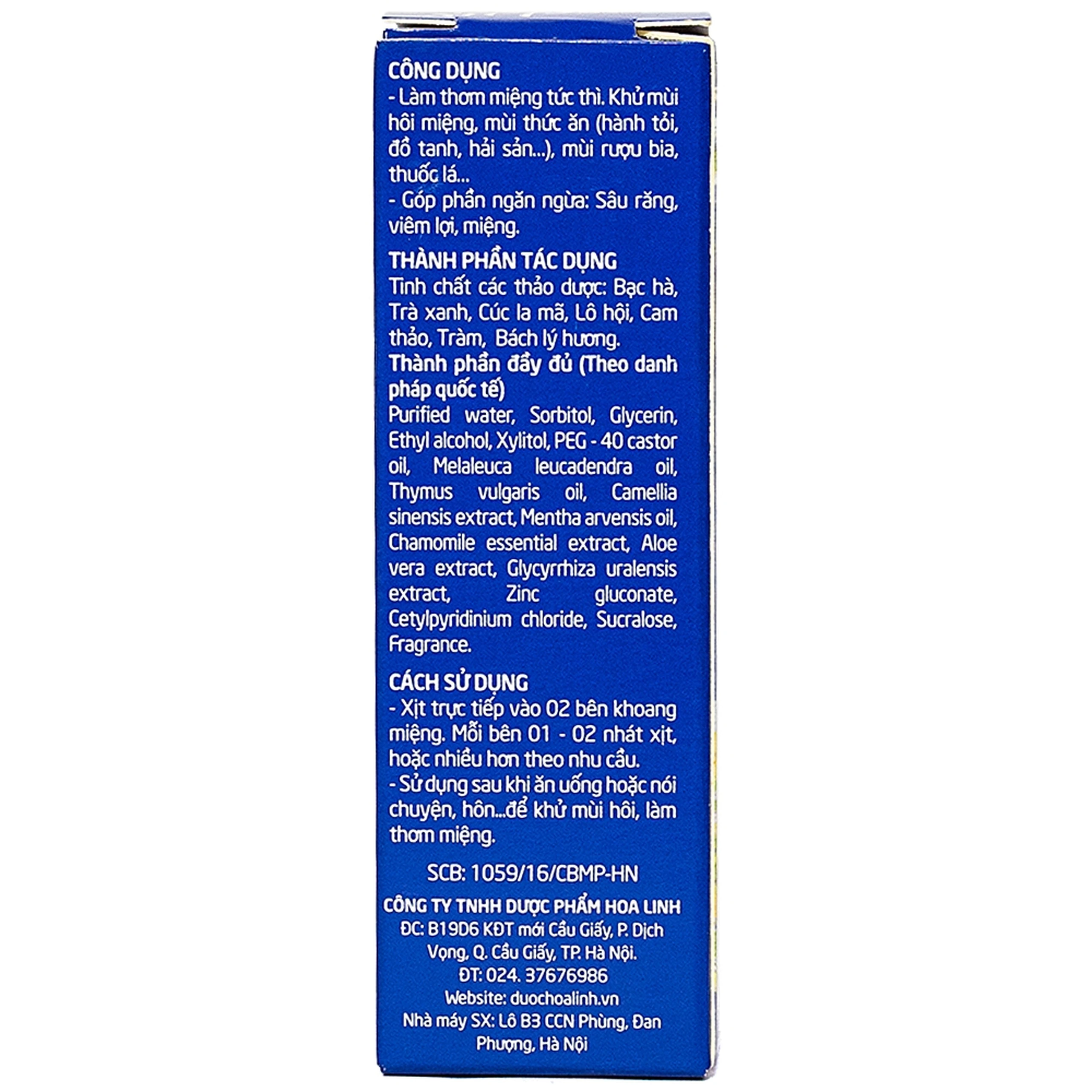 Xịt thơm miệng thảo dược GreeLux Extra Cool Hoa Linh khử mùi hôi miệng (12ml)