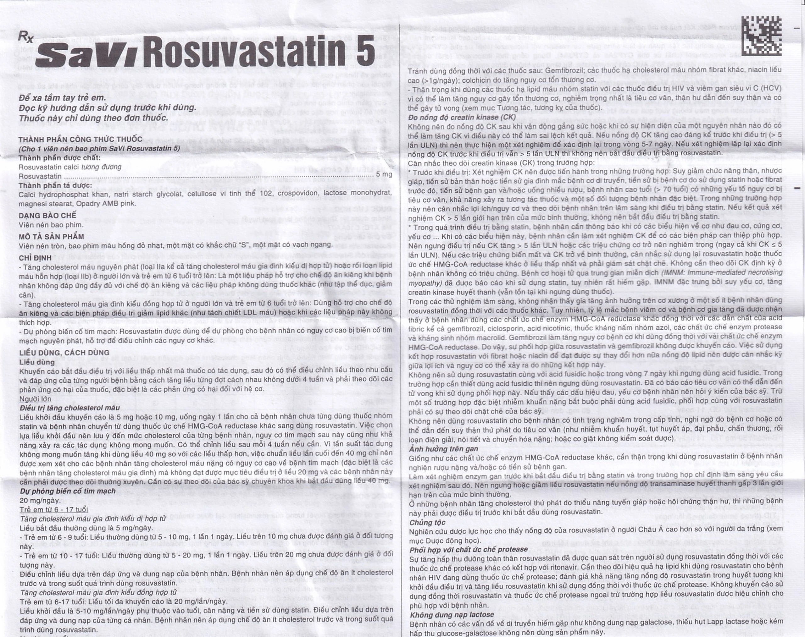 Thuốc Savi Rosuvastatin 5 điều trị tăng cholesterol máu (3 vỉ x 10 viên)