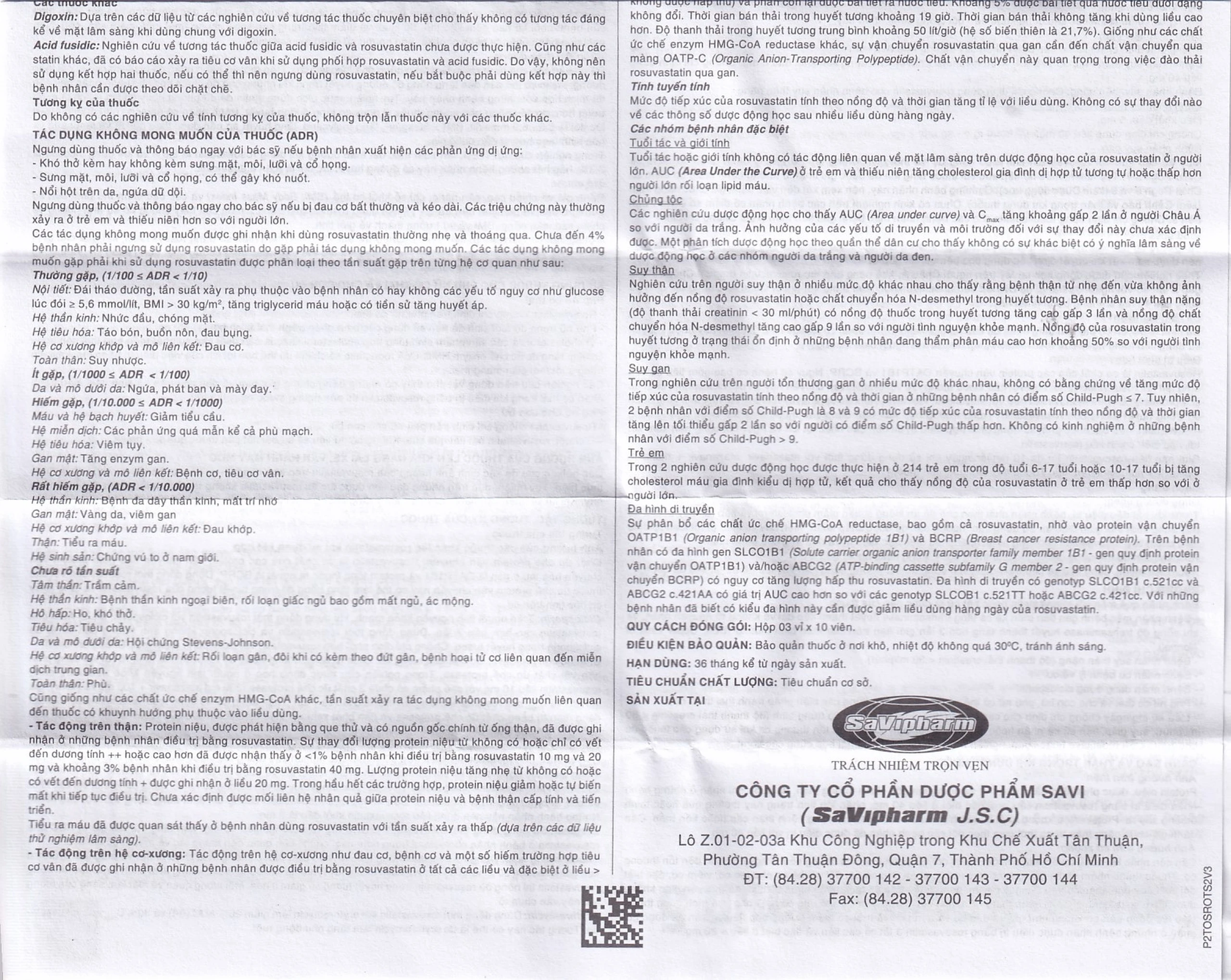 Thuốc Savi Rosuvastatin 5 điều trị tăng cholesterol máu (3 vỉ x 10 viên)