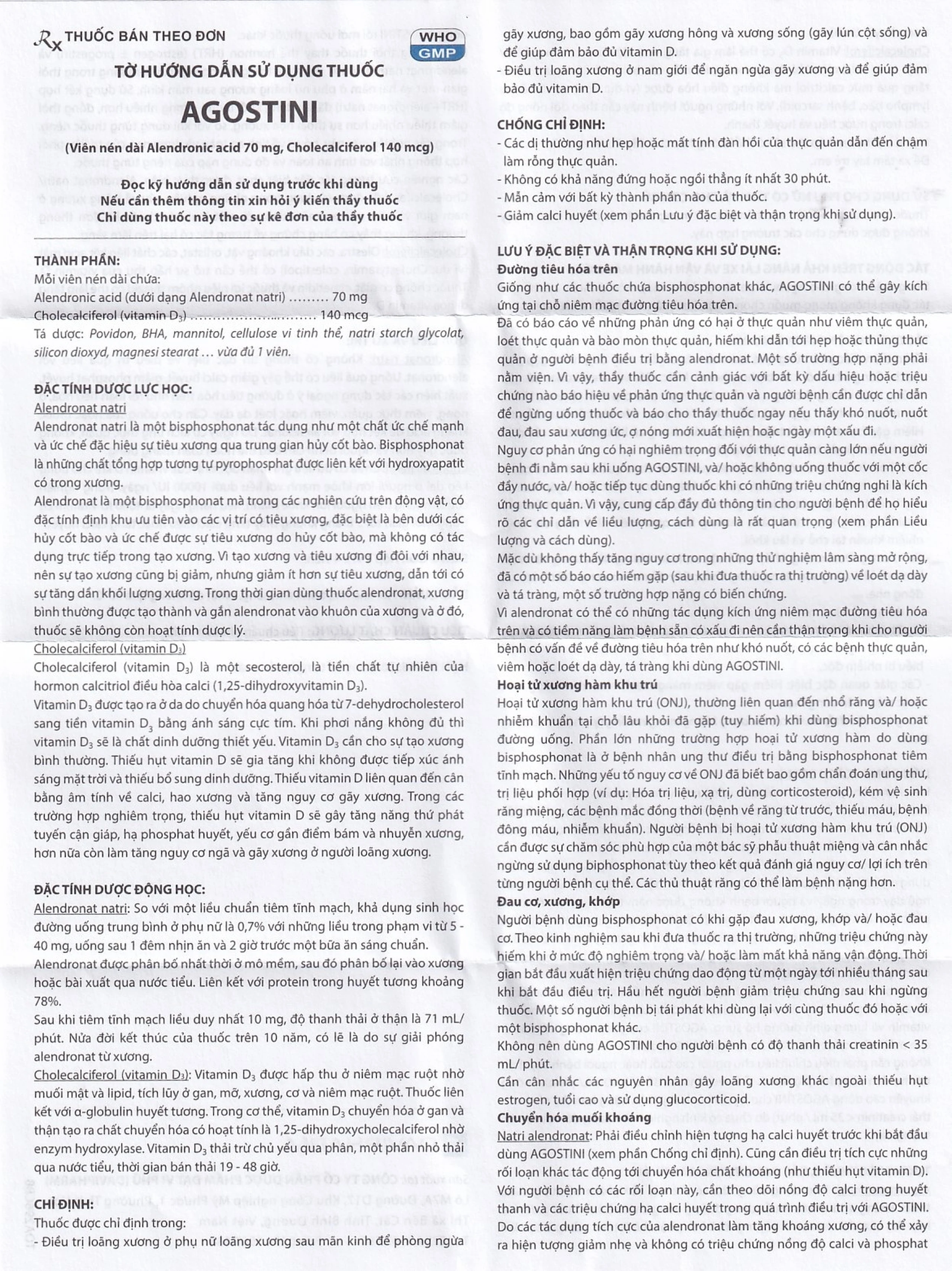 Thuốc Agostini Agimexpharm điều trị loãng xương (1 vỉ x 4 viên)