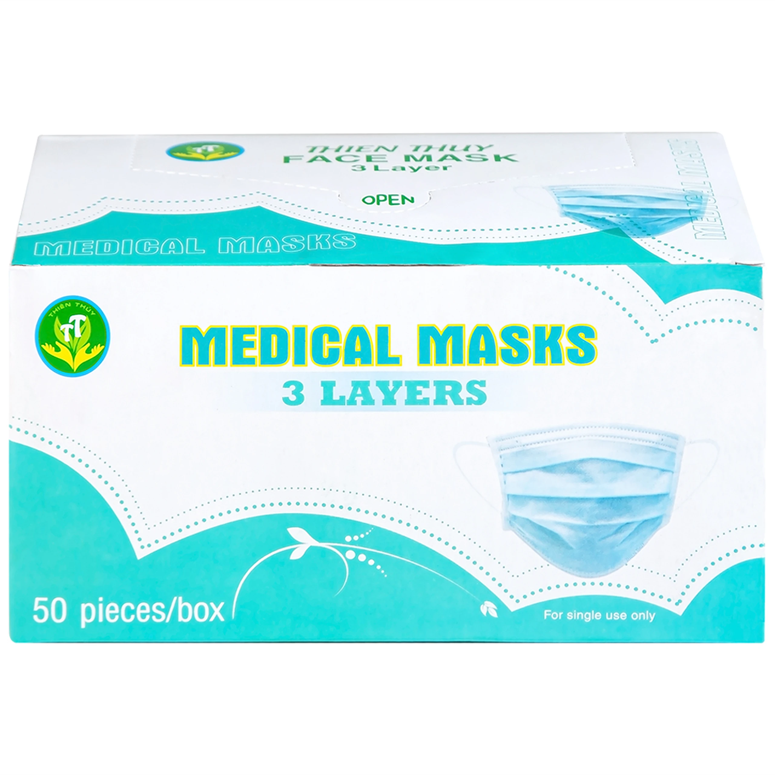 Khẩu trang 3 lớp Thiên Thủy màu xanh (50 cái)