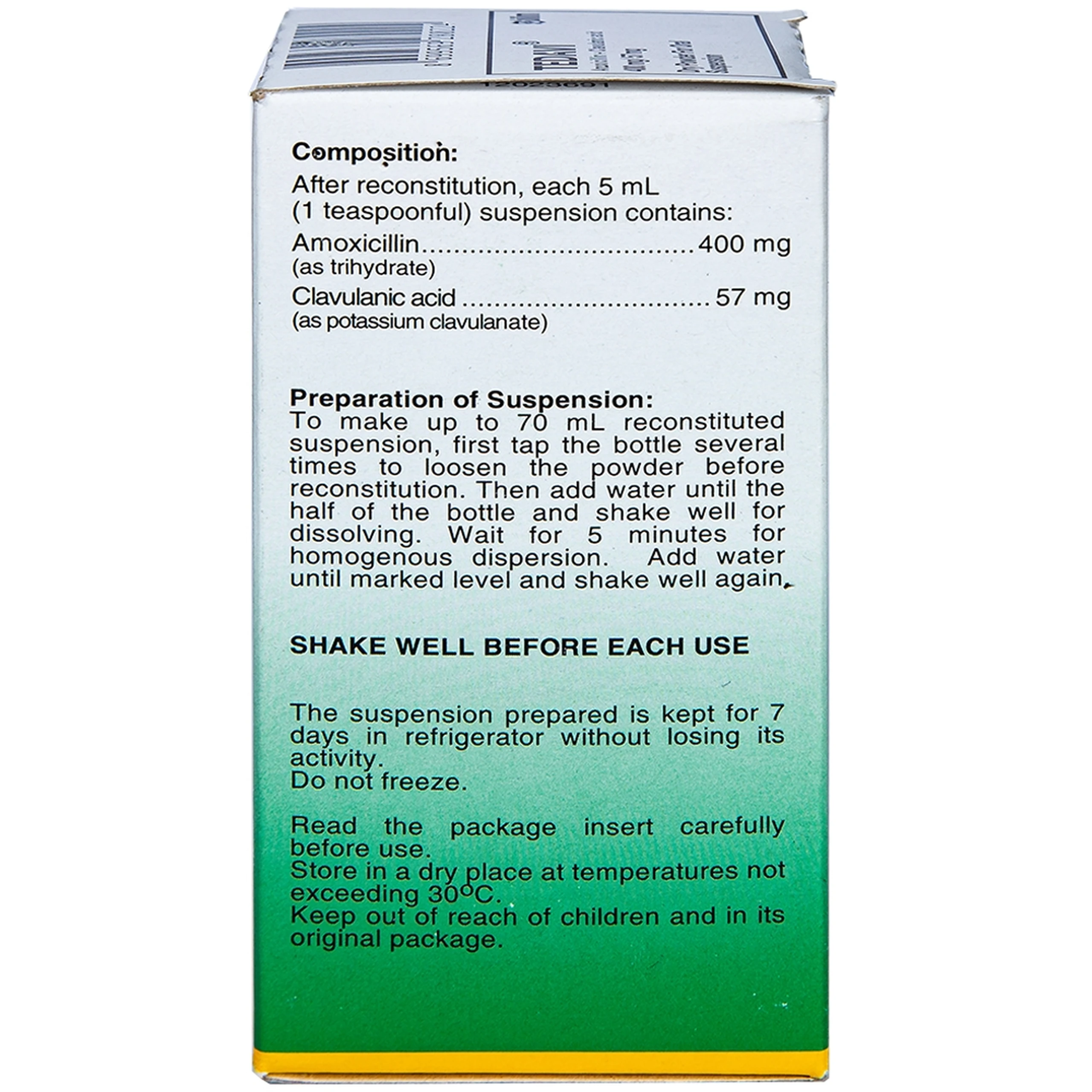 Bột pha uống Tedavi 400mg/57mg điều trị nhiễm khuẩn, viêm xoang, viêm tai giữa (70ml)