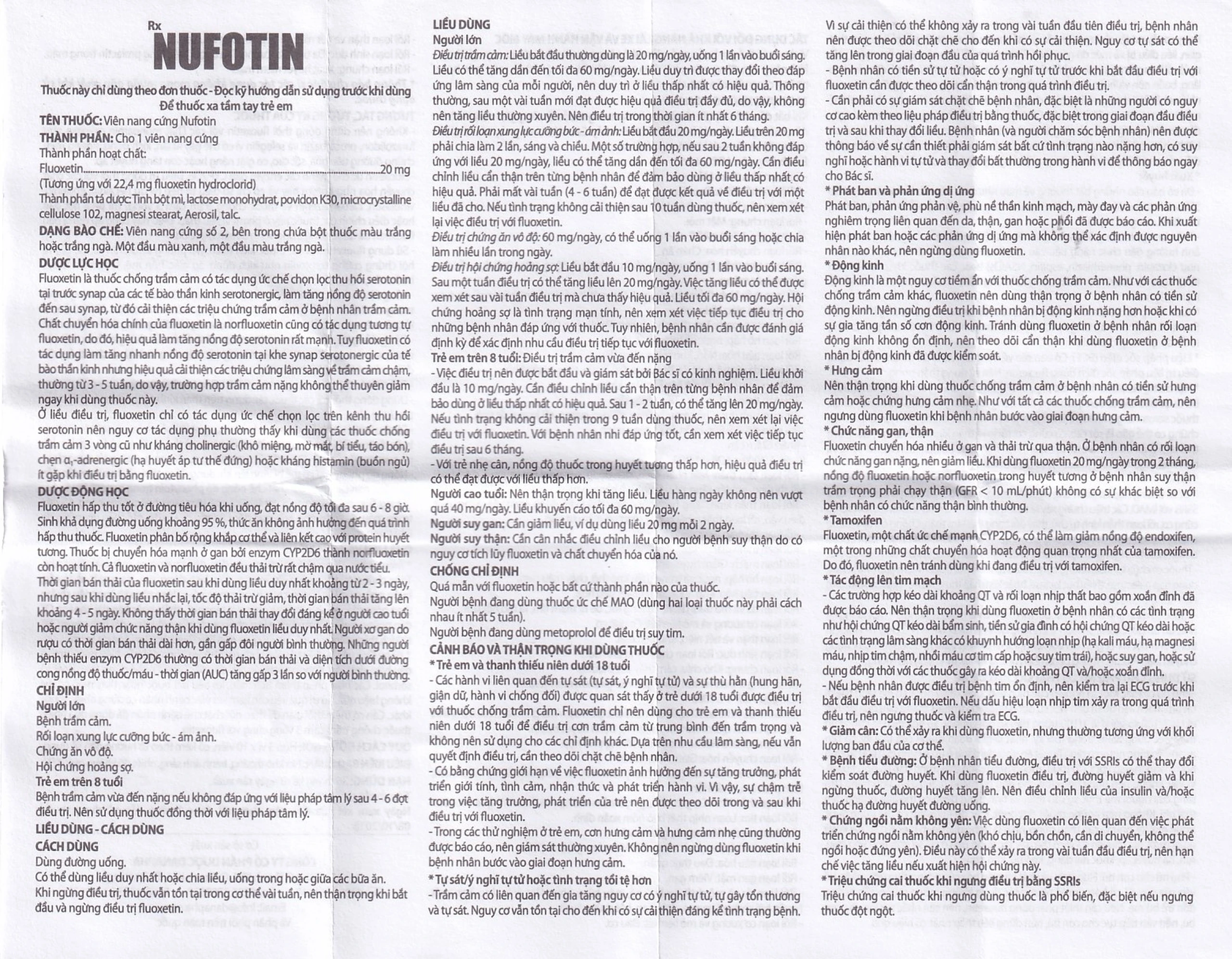 Viên nang cứng Nufotin 20mg Danapha điều trị bệnh trầm cảm (3 vỉ x 10 viên)