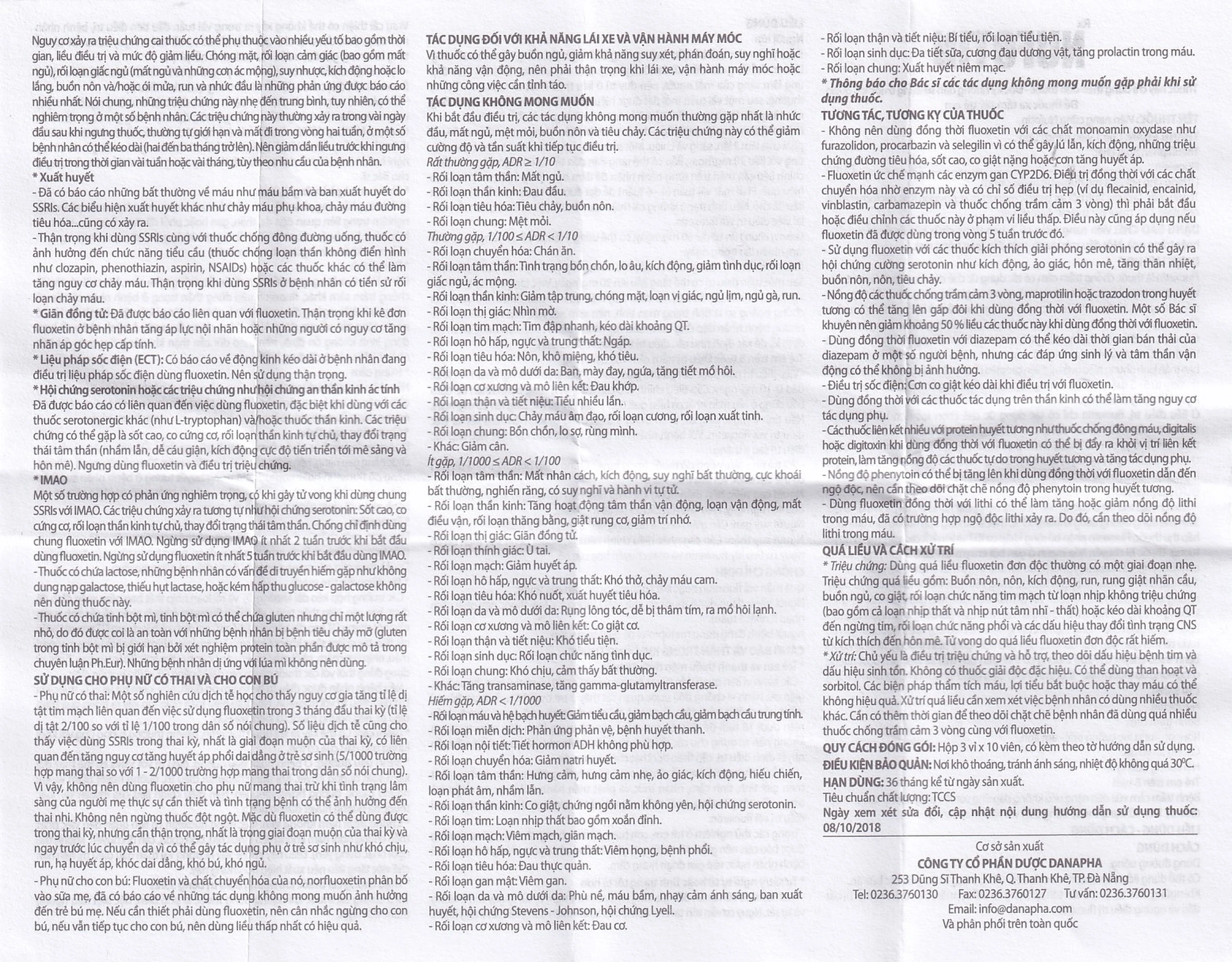 Viên nang cứng Nufotin 20mg Danapha điều trị bệnh trầm cảm (3 vỉ x 10 viên)