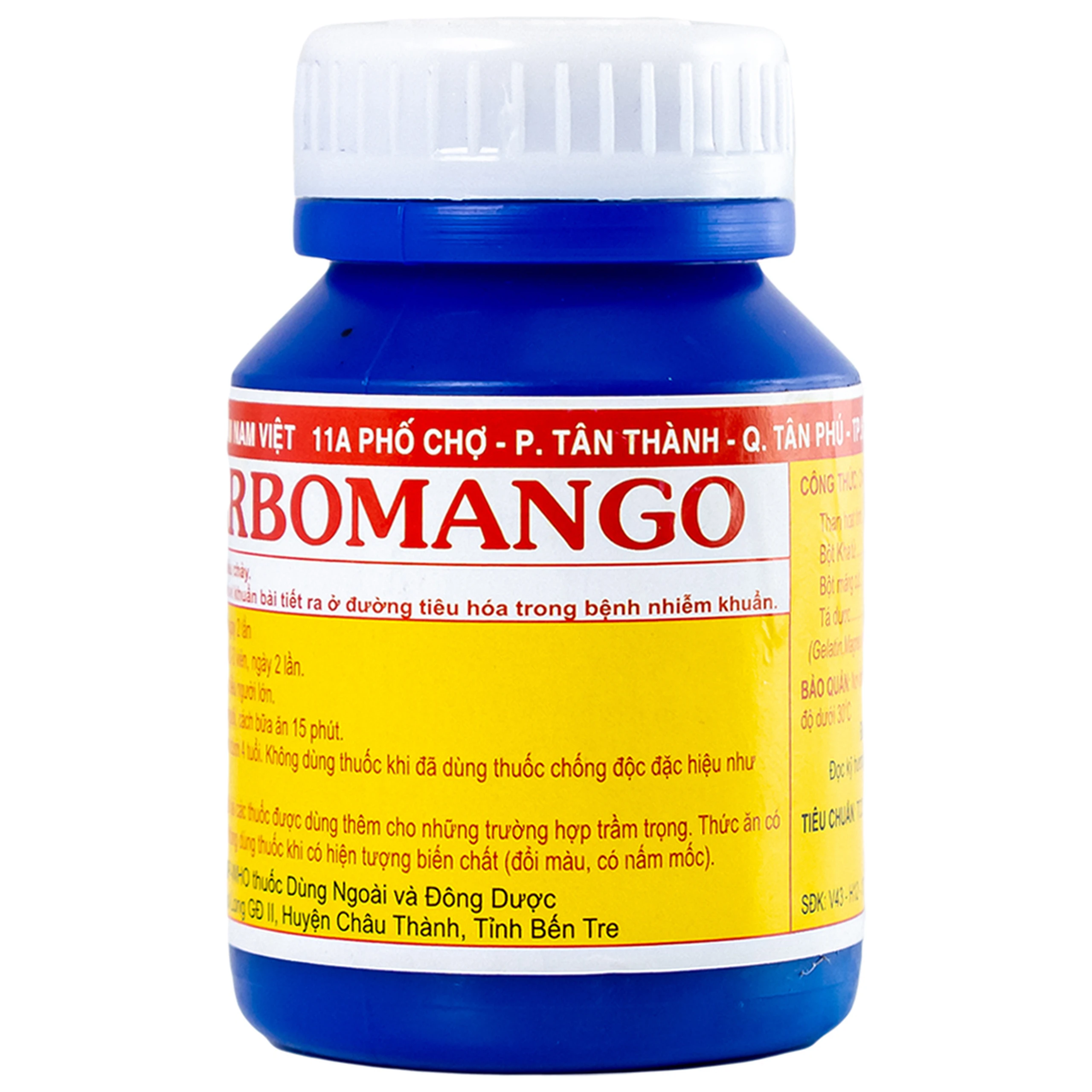 Thuốc Carbomango Nam Việt điều trị đau bụng, khó tiêu, tiêu chảy (100 viên)