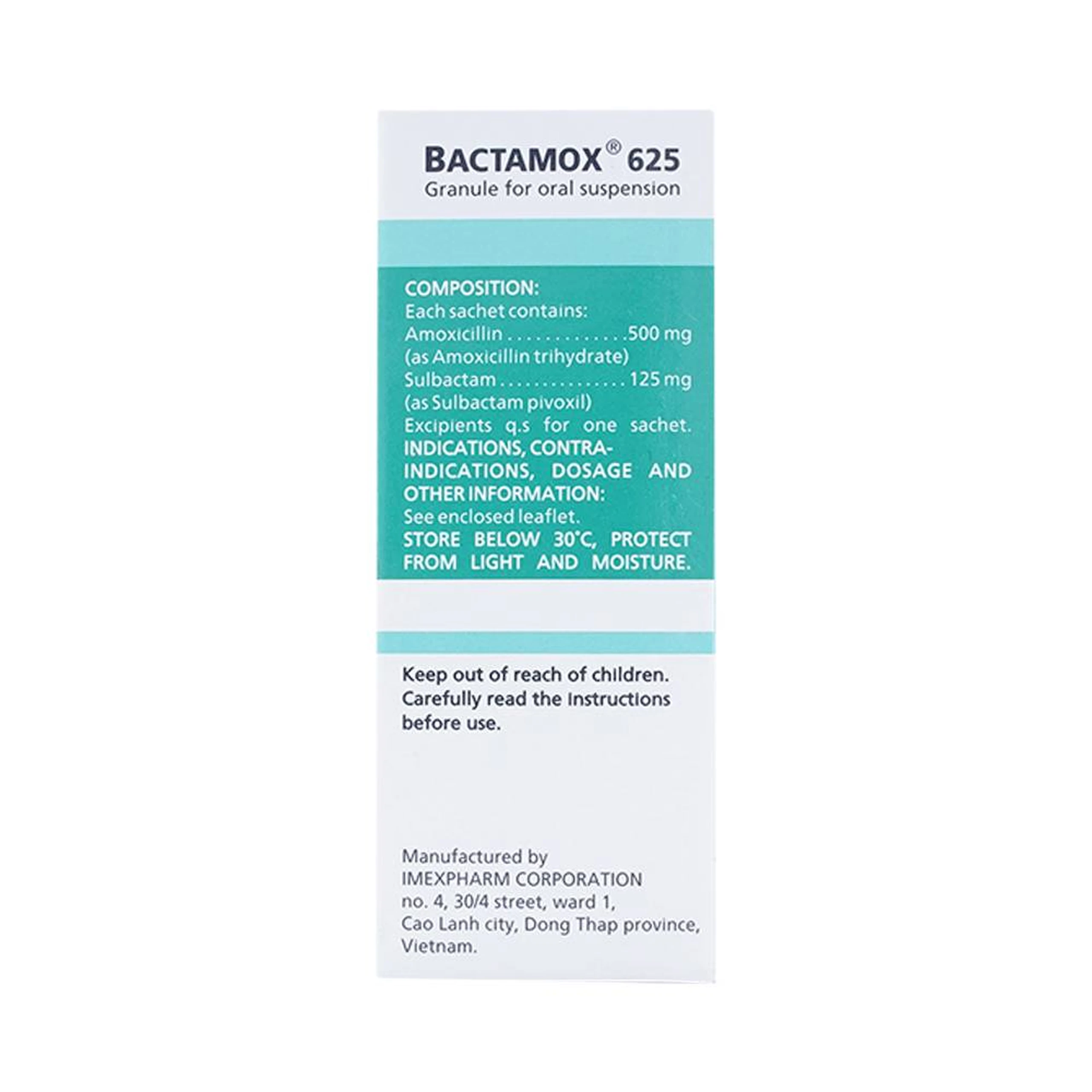 Thuốc cốm Bactamox 625 Imexpharm điều trị nhiễm khuẩn (12 gói)