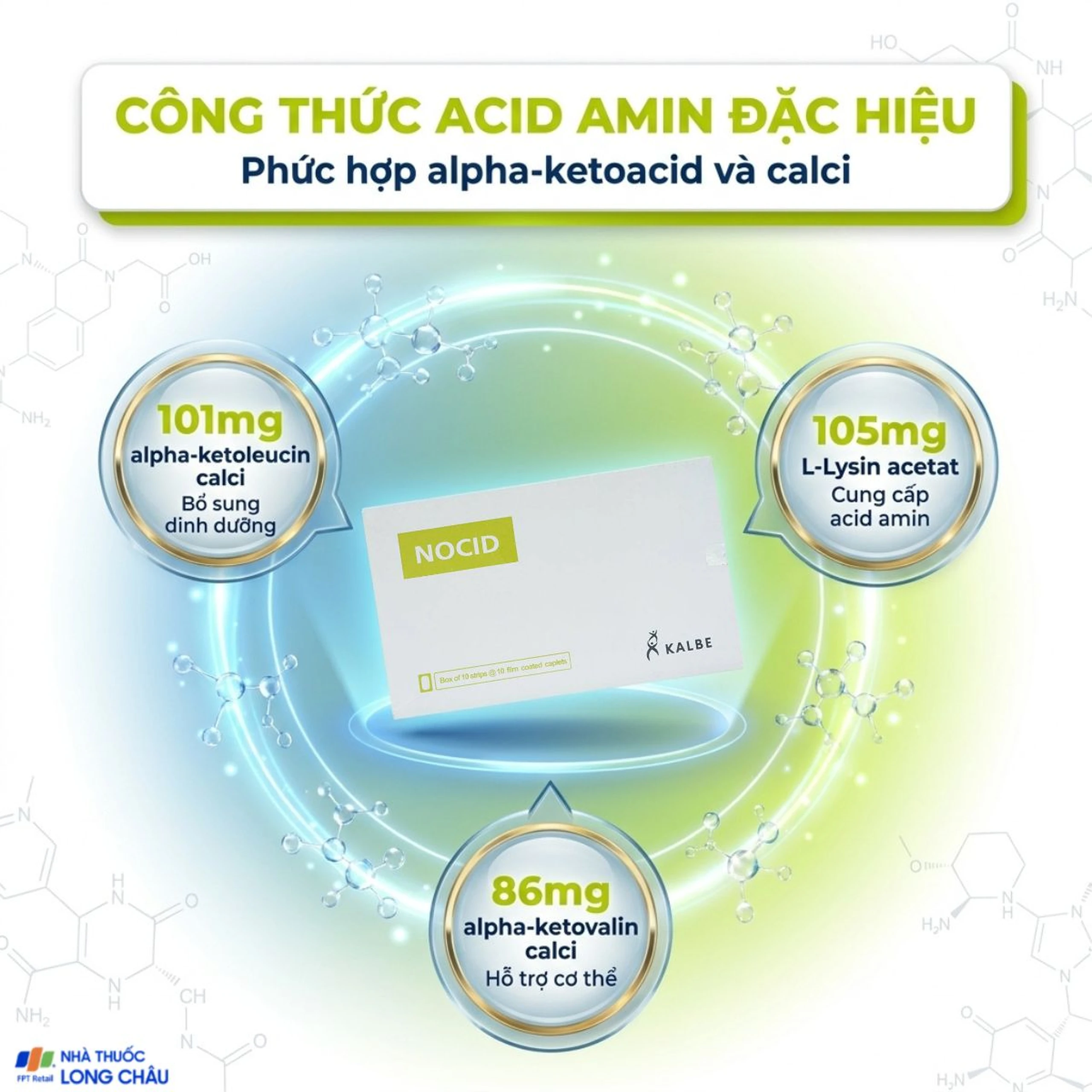 Viên uống Nocid Kalbe bổ sung acid amin cho cơ thể (10 vỉ x 10 viên) 4