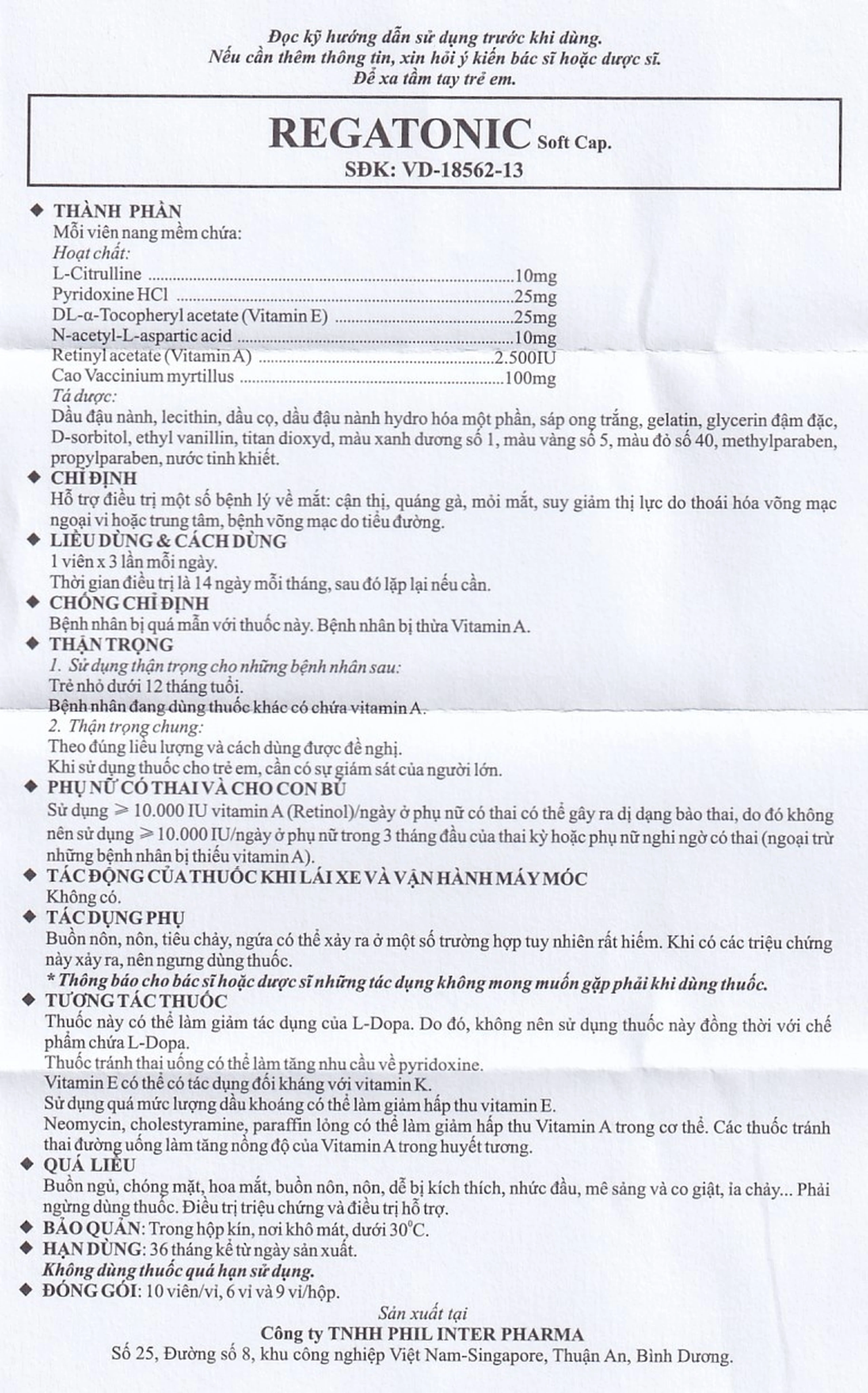 Thuốc Regatonic Phil hỗ trợ điều trị bệnh lý cận thị, quáng gà, mỏi mắt, giảm thị lực (6 vỉ x 10 viên)