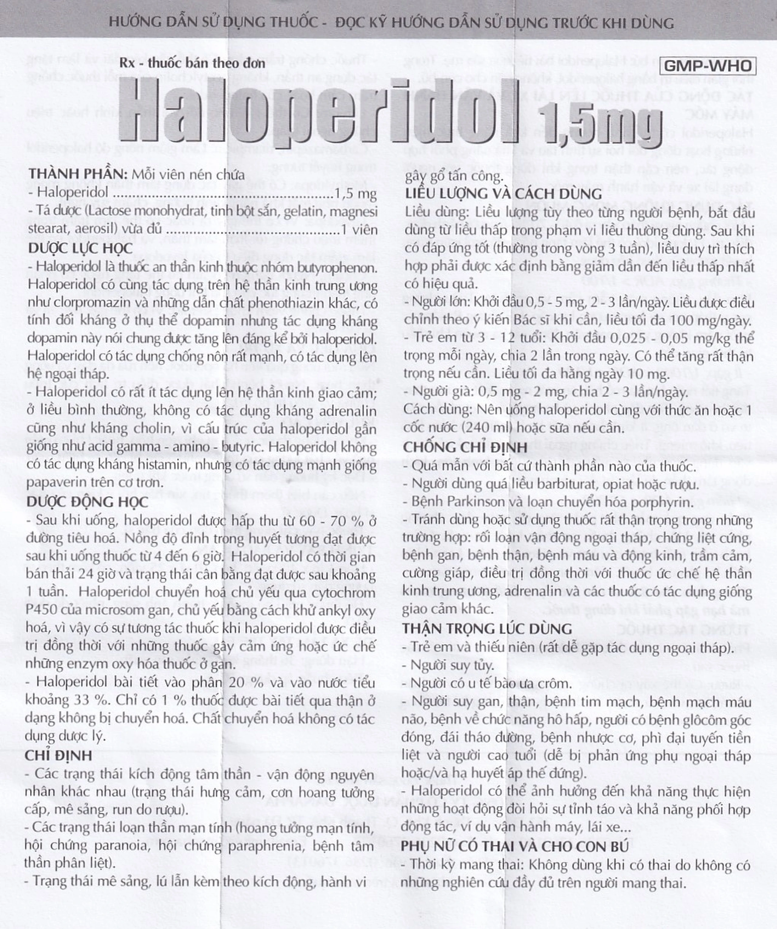 Thuốc Haloperidol 1.5mg Danapha điều trị các trạng thái kích động tâm thần, vận động (10 vỉ x 25 viên)