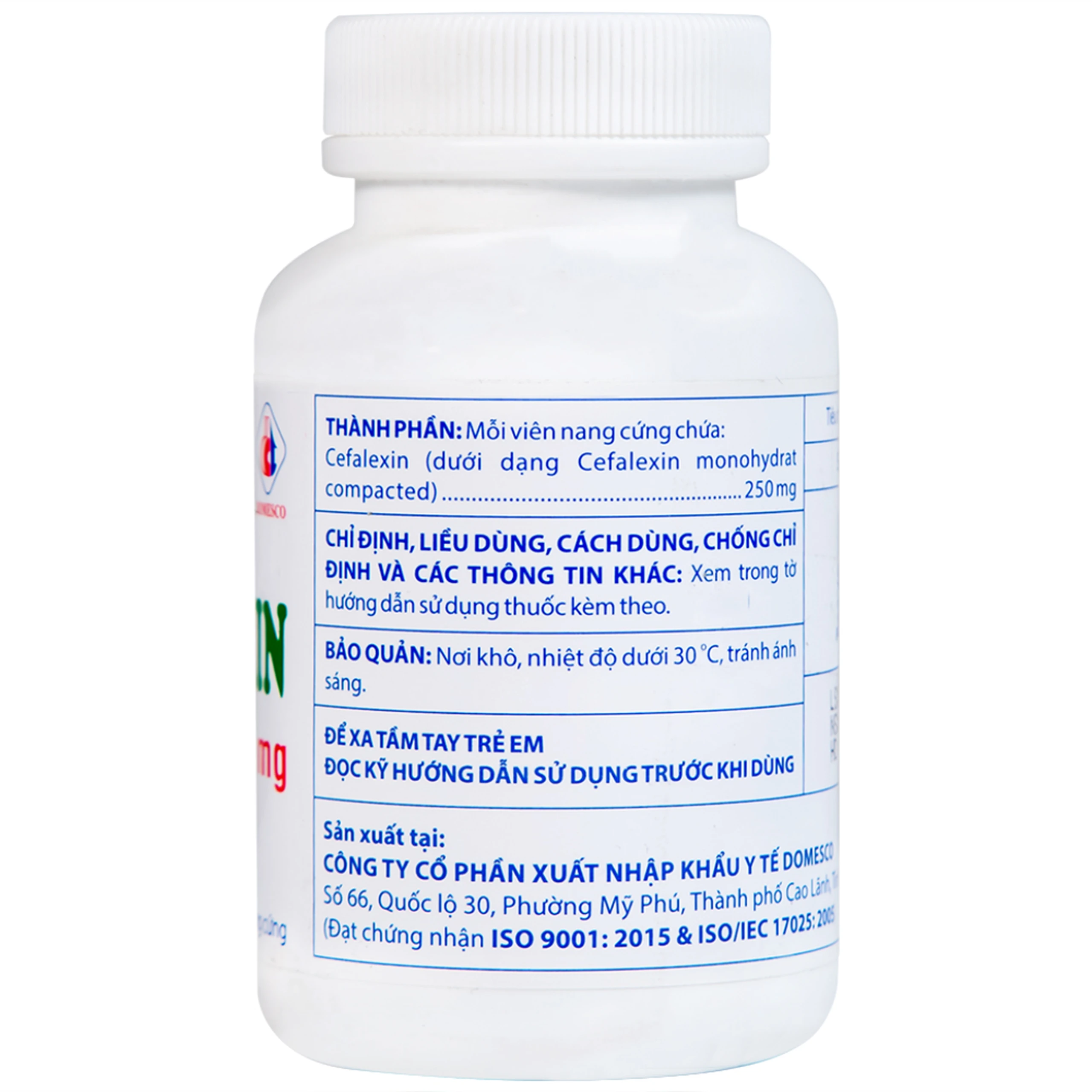 Thuốc Cefalexin 250mg Domexco điều trị nhiễm khuẩn (200 viên)