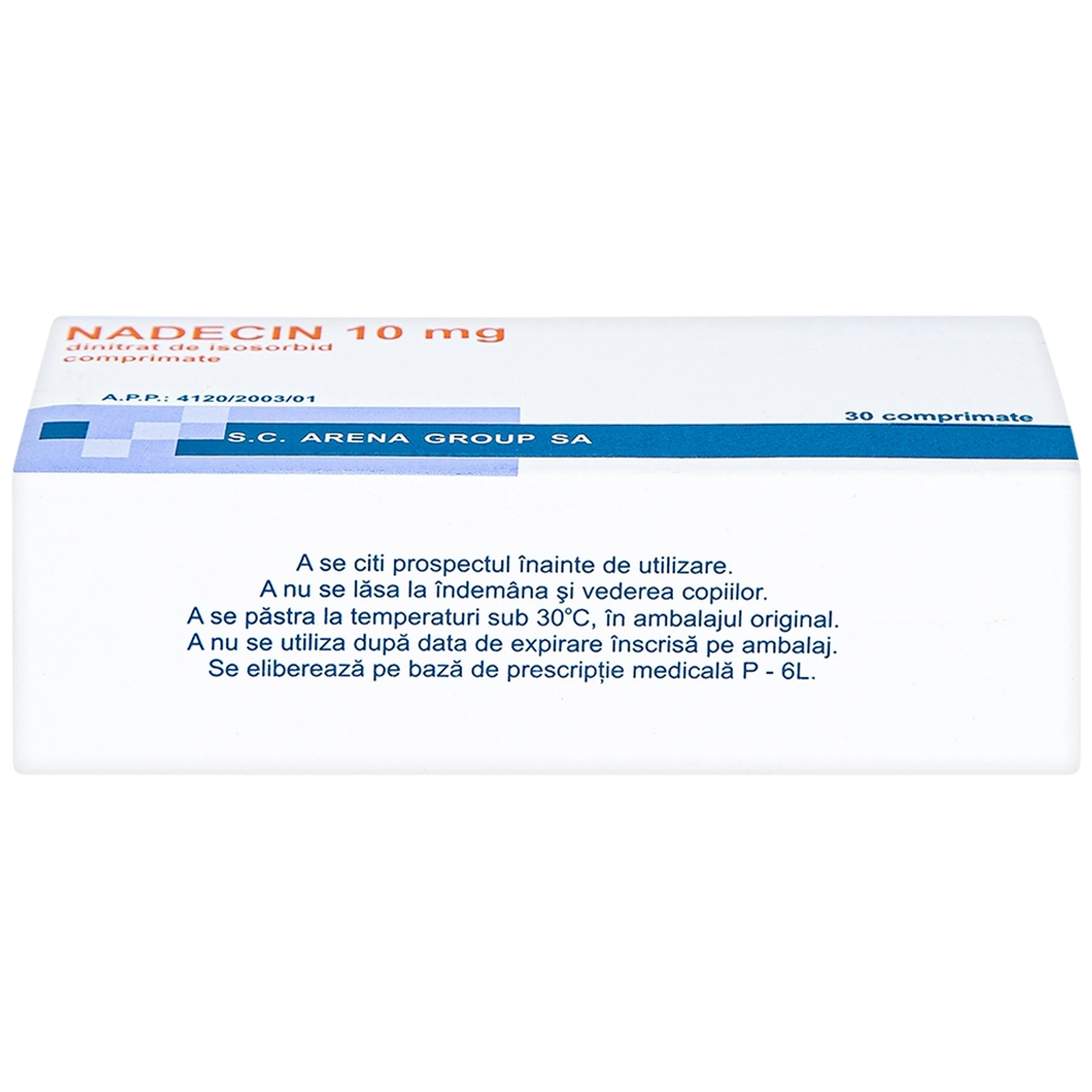 Thuốc Nadecin 10mg phòng và điều trị cơn đau thắt ngực, suy tim sung huyết (3 vỉ x 10 viên)