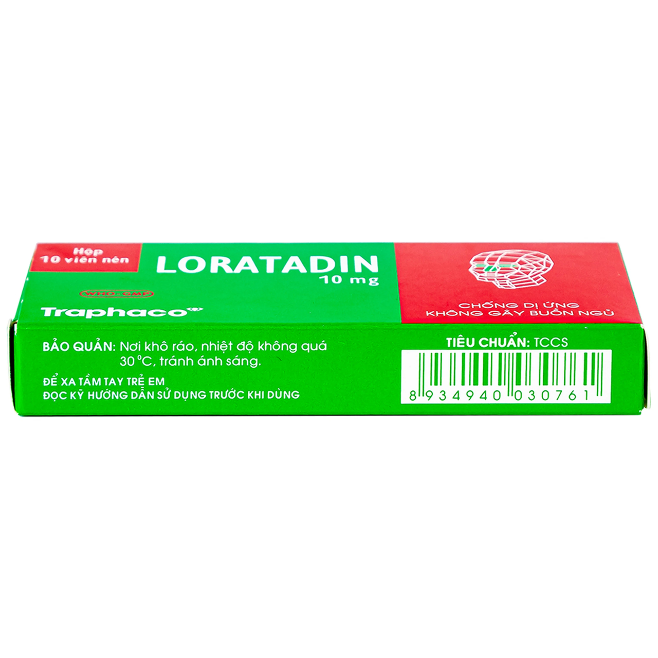 Viên nén Loratadin 10mg Traphaco giảm viêm mũi dị ứng, viêm kết mạc, ngứa và mày đay (1 vỉ x 10 viên)
