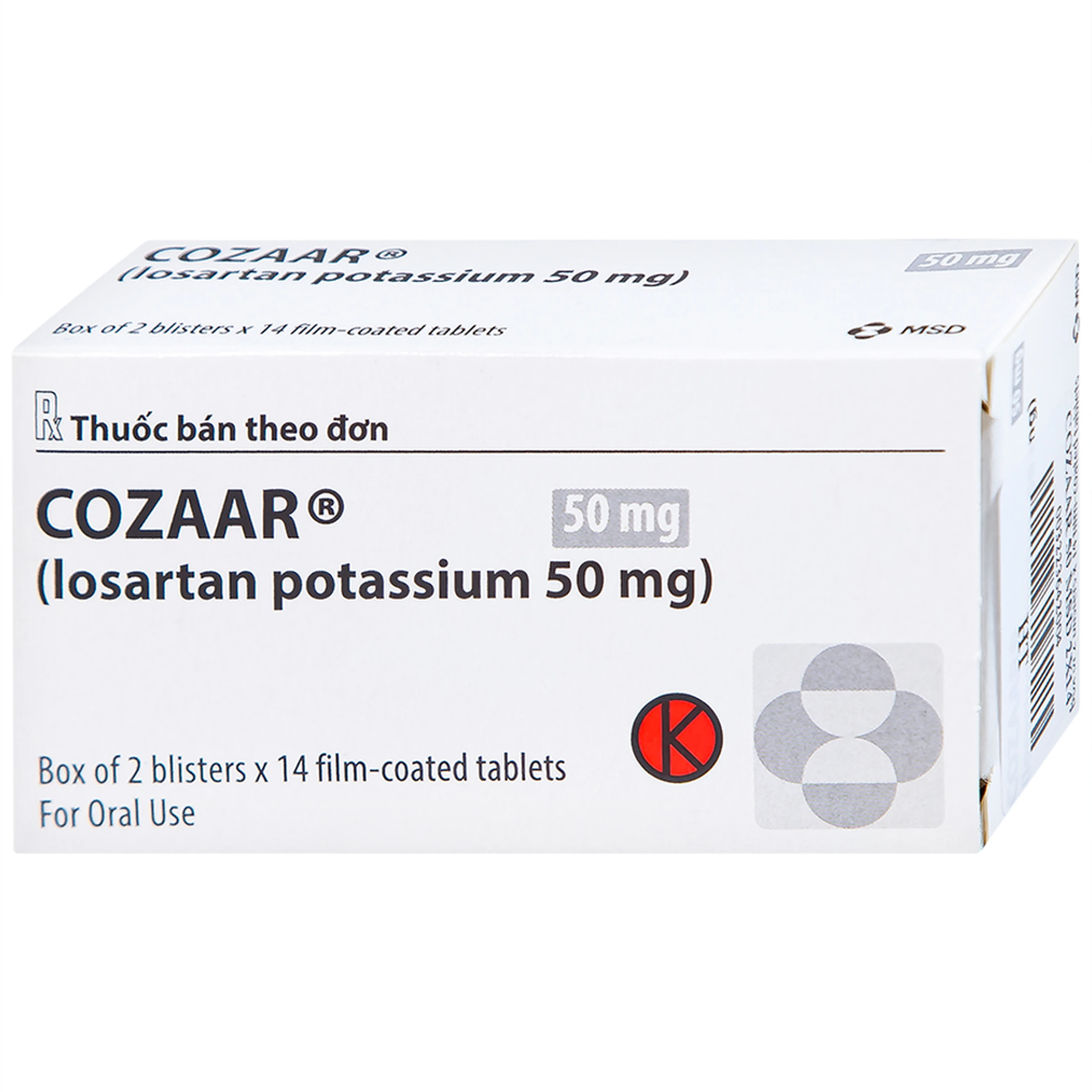 Thuốc Cozaar 50mg MSD điều trị tăng huyết áp (2 vỉ x 14 viên)