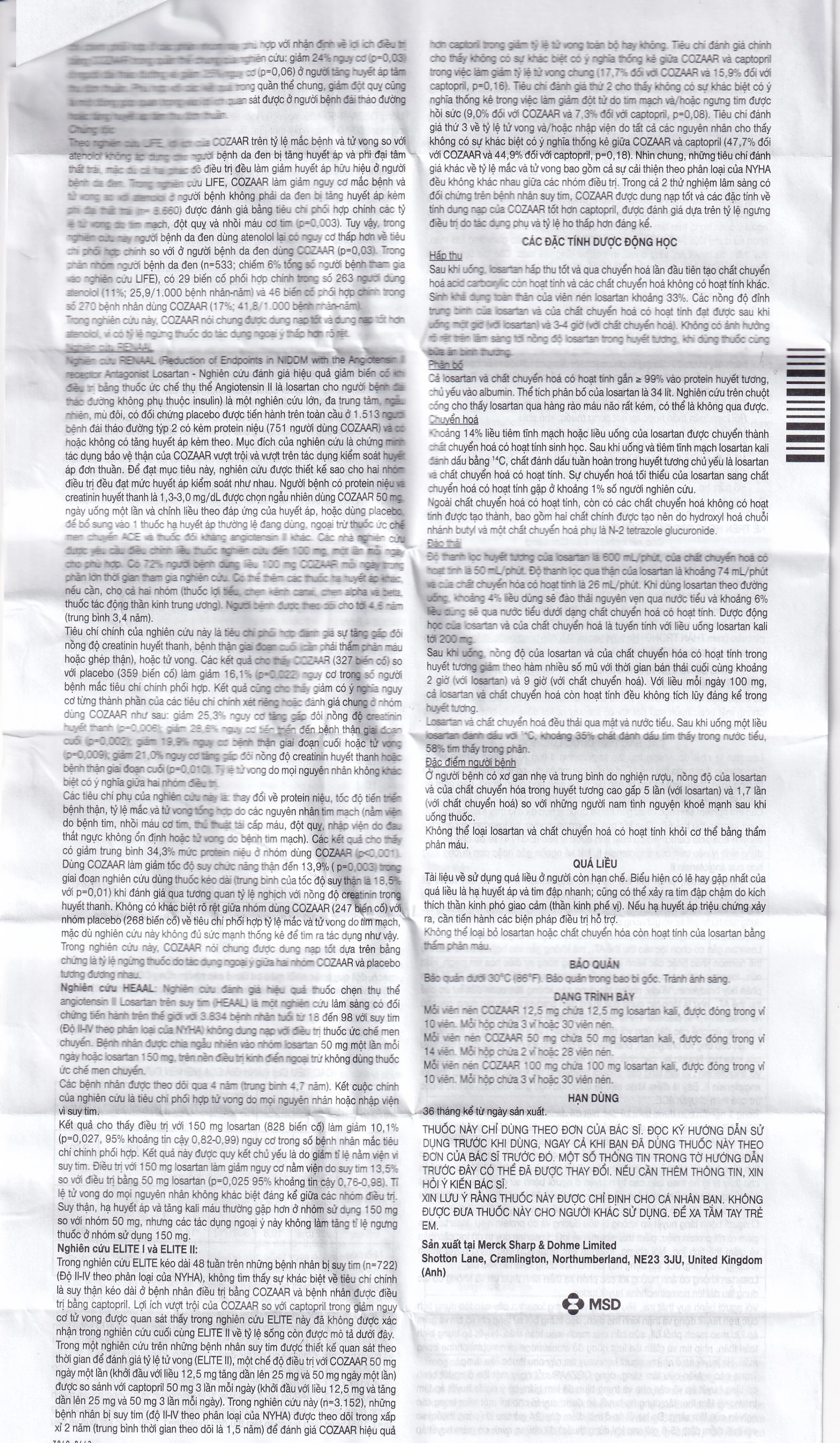 Thuốc Cozaar 50mg MSD điều trị tăng huyết áp (2 vỉ x 14 viên)