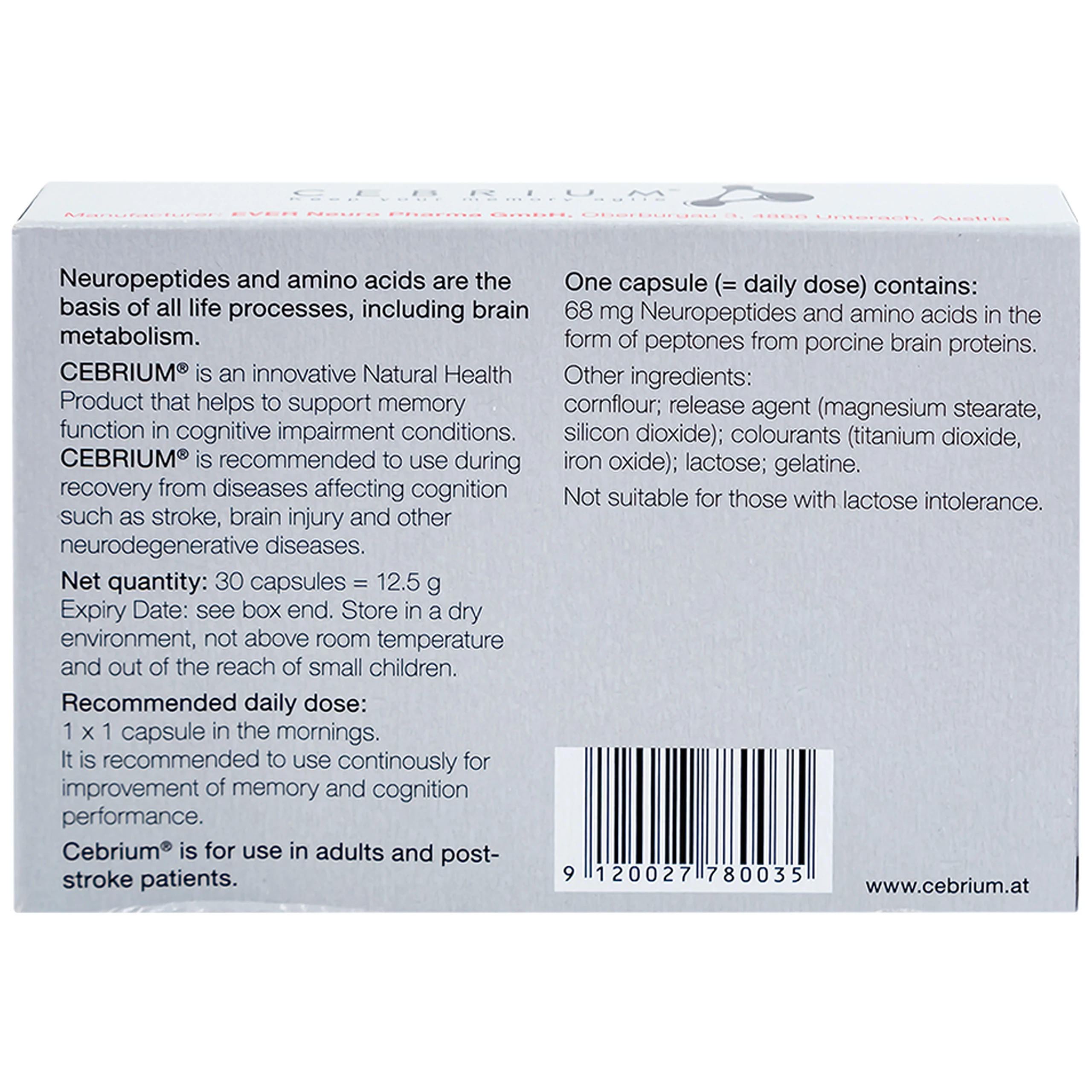 Viên hỗ trợ tăng khả năng tập trung Cebrium Ever Pharma (3 vỉ x 10 viên)