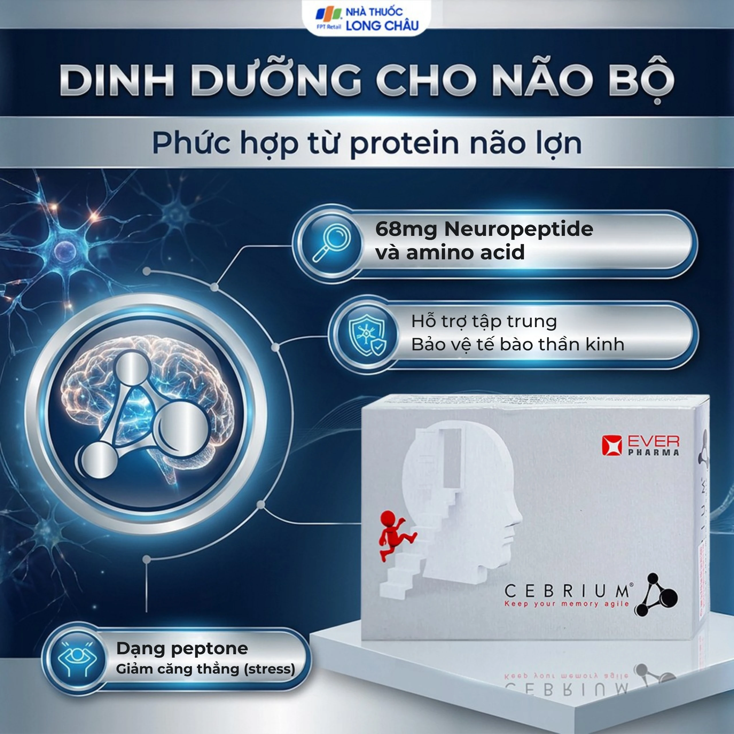 Viên hỗ trợ tăng khả năng tập trung Cebrium Ever Pharma (3 vỉ x 10 viên) 3