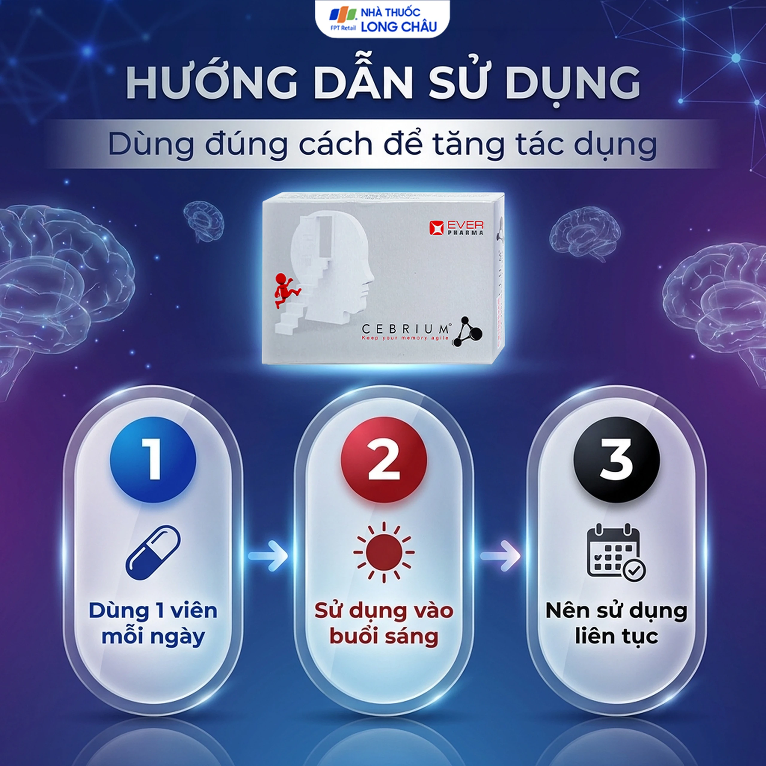 Viên hỗ trợ tăng khả năng tập trung Cebrium Ever Pharma (3 vỉ x 10 viên) 5