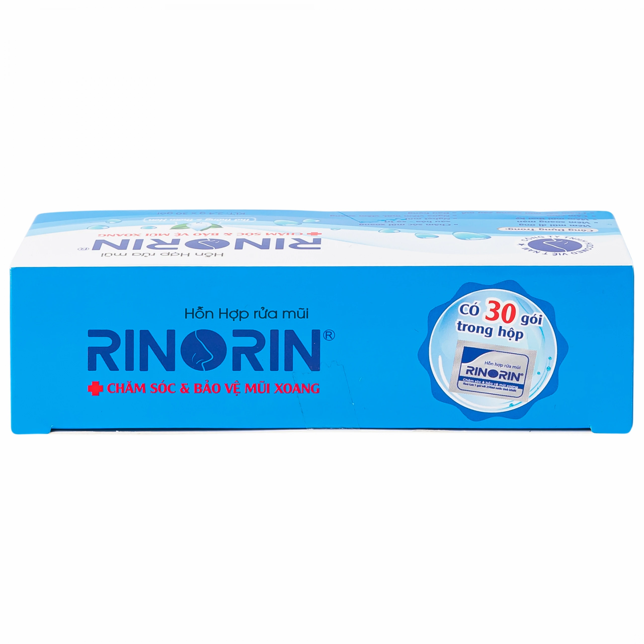 Bột pha rửa mũi Rinorin (30 gói x 2.4g) vệ sinh mũi hàng ngày do cảm cúm, viêm xoang, viêm mũi dị ứng