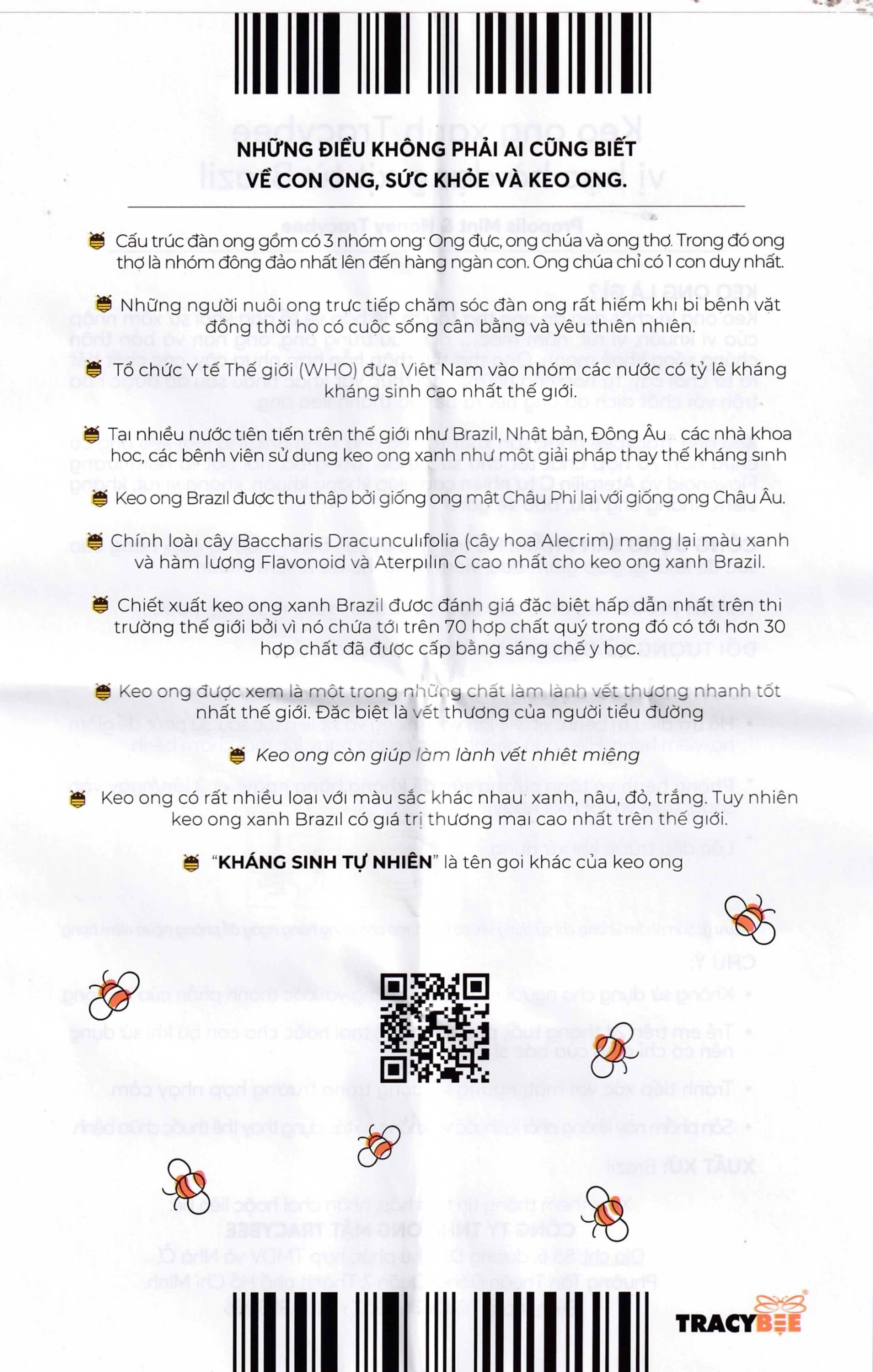 Keo ong giúp giảm đau viêm họng ho do nhiễm khuẩn Tracybee Propolis Tutti Frutti & Honey vị bạc hà (30ml)