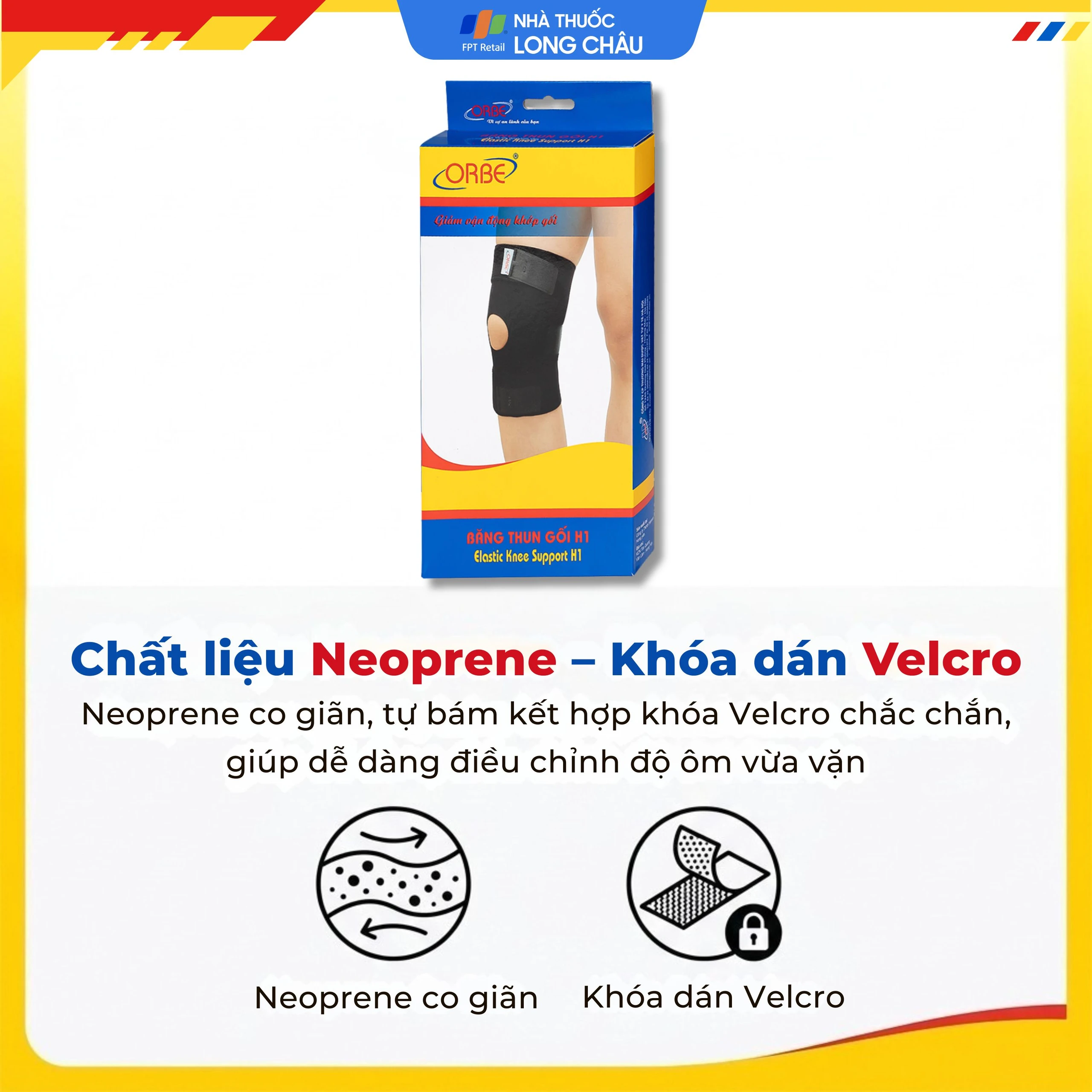 Băng thun gối Orbe h1 màu đen size s/m hỗ trợ vận động khi chơi thể thao 4