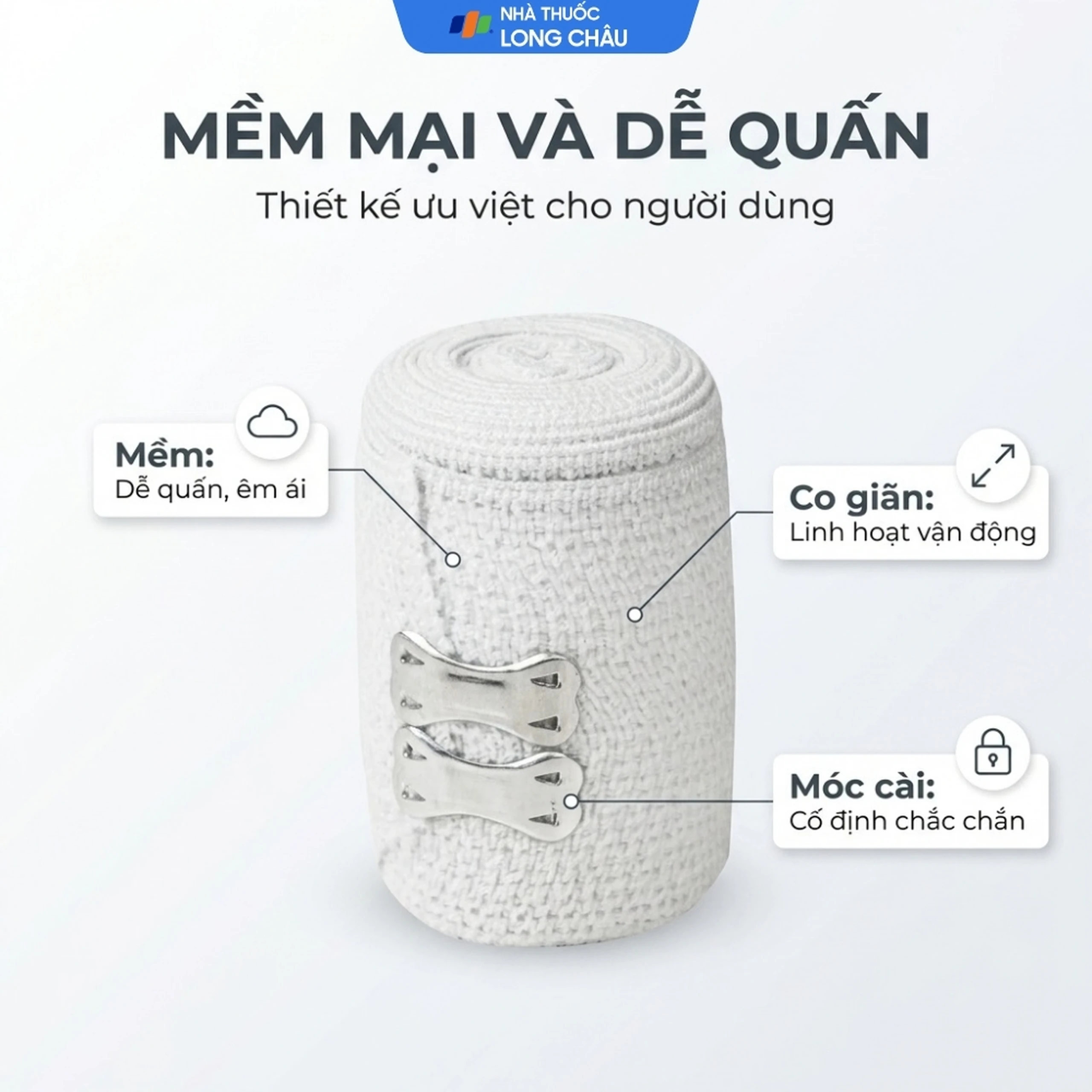 Băng thun Bảo Thạch 0.075 x 3m (10 cuộn) hỗ trợ băng vết thương 3