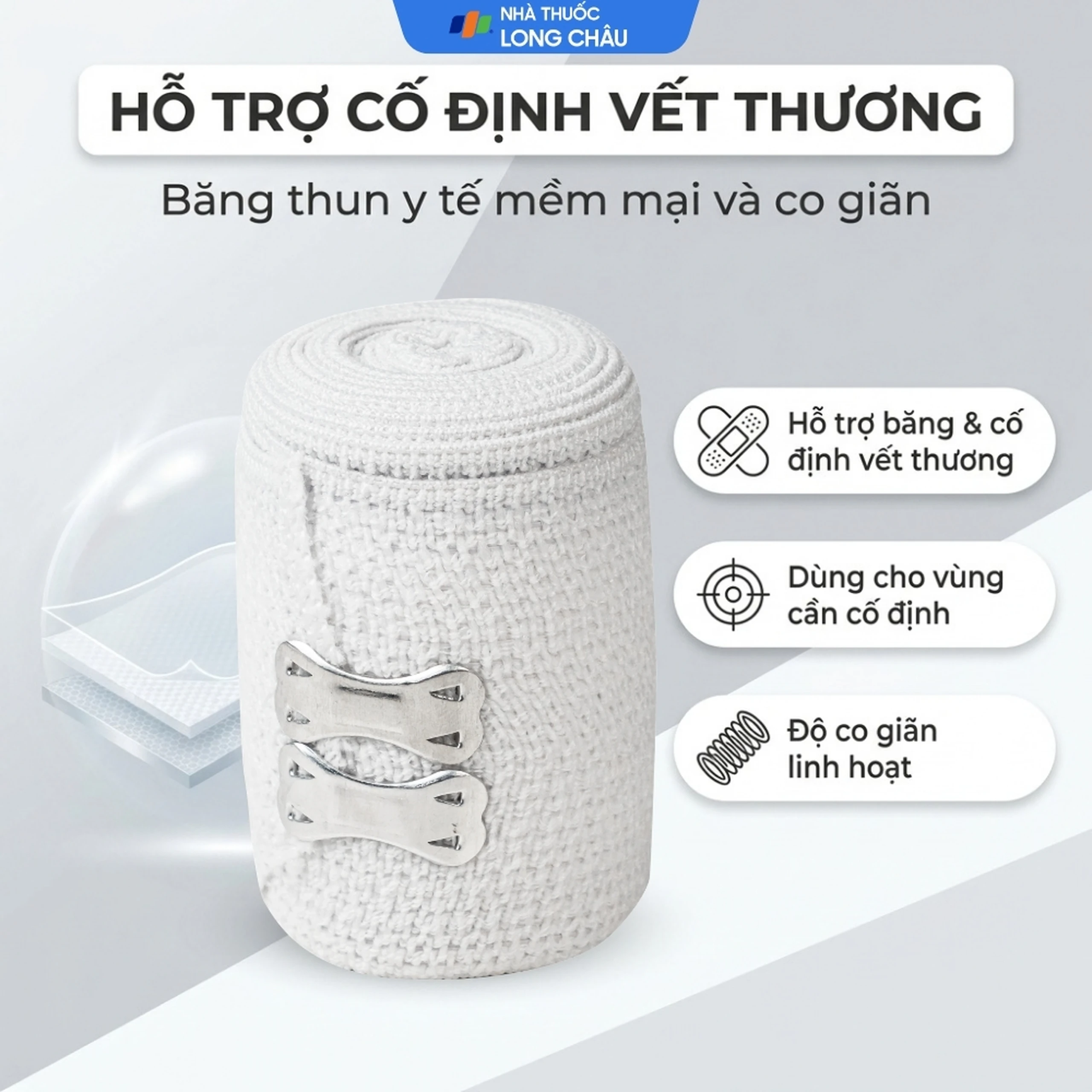Băng thun Bảo Thạch 0.075 x 3m (10 cuộn) hỗ trợ băng vết thương 2