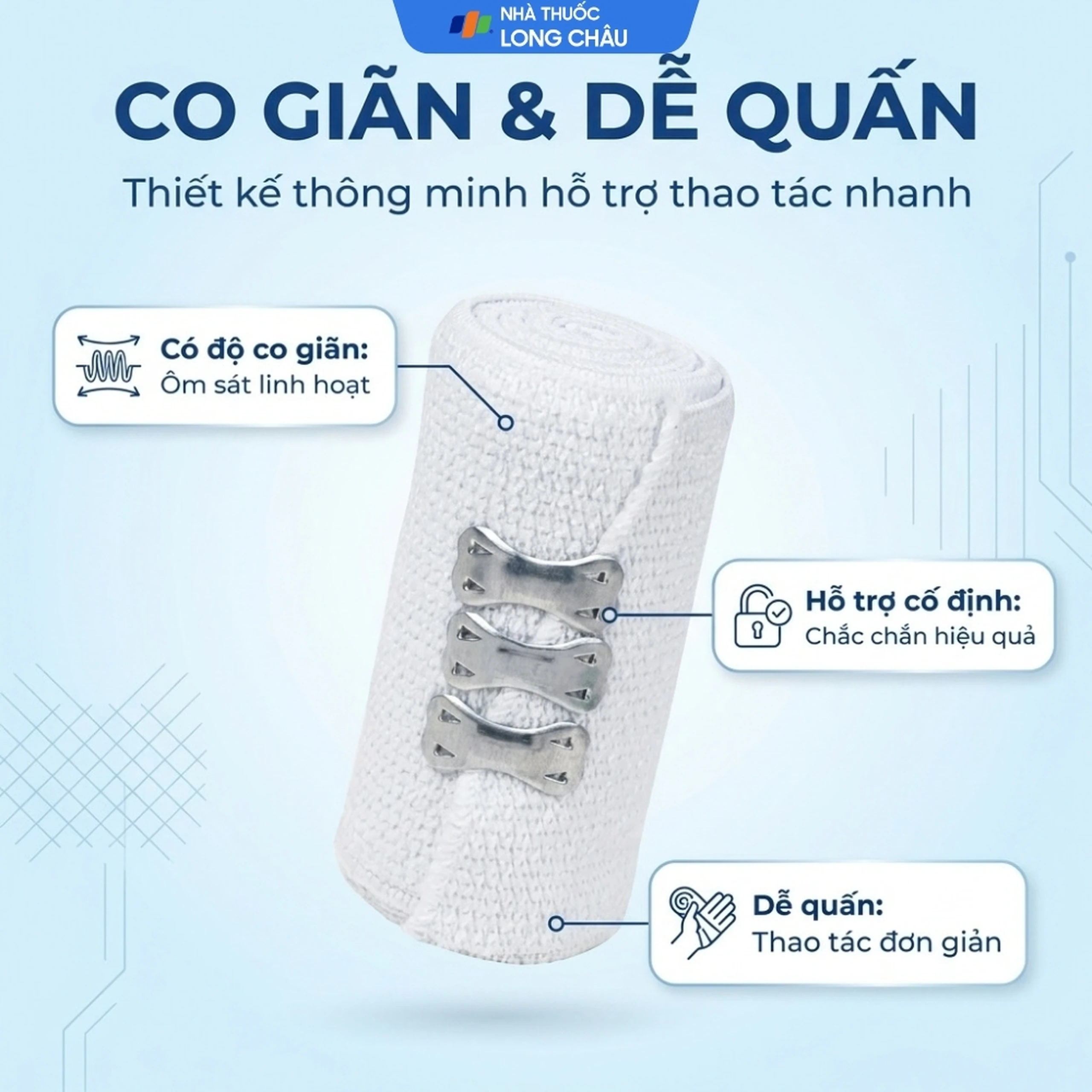 Băng thun Bảo Thạch 0.1 x 3m (10 cuộn) hỗ trợ băng vết thương 3