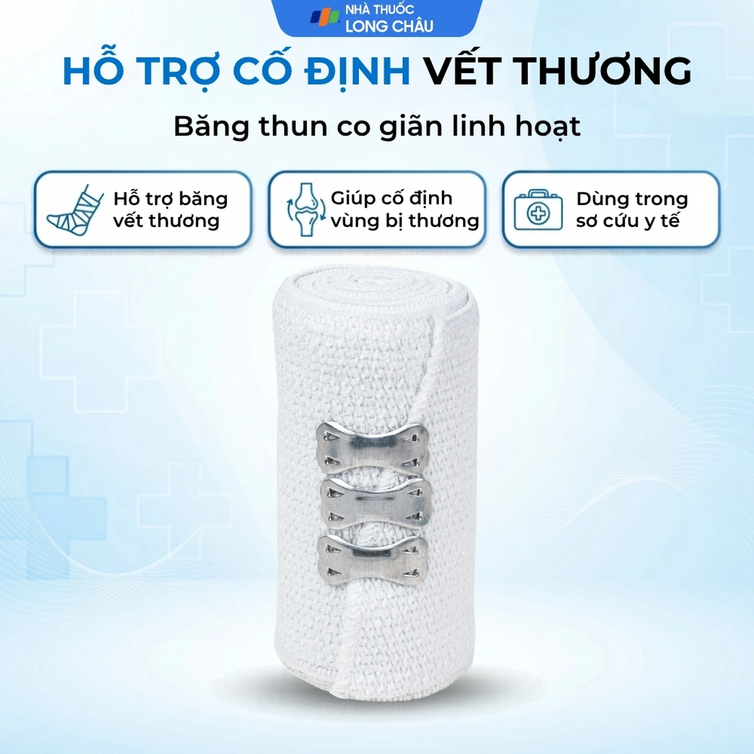 Băng thun Bảo Thạch 0.1 x 3m (10 cuộn) hỗ trợ băng vết thương 2