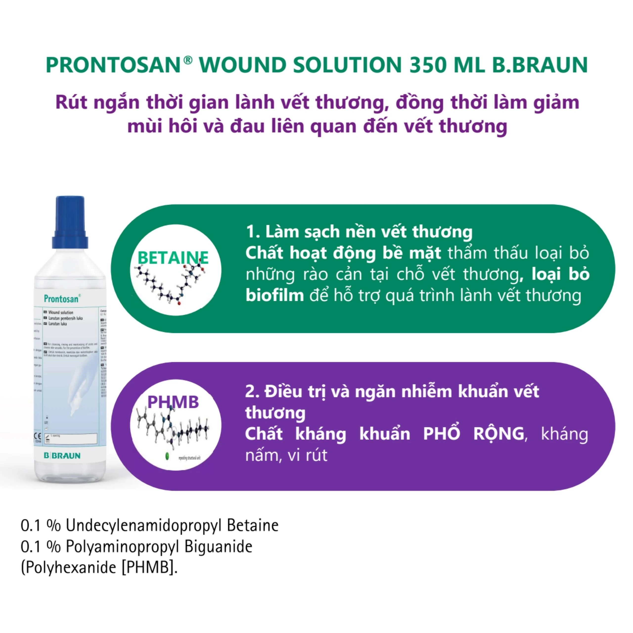Xịt sát khuẩn Prontosan Solution Round Braun 350ml giúp sát khuẩn, làm mềm vết loét