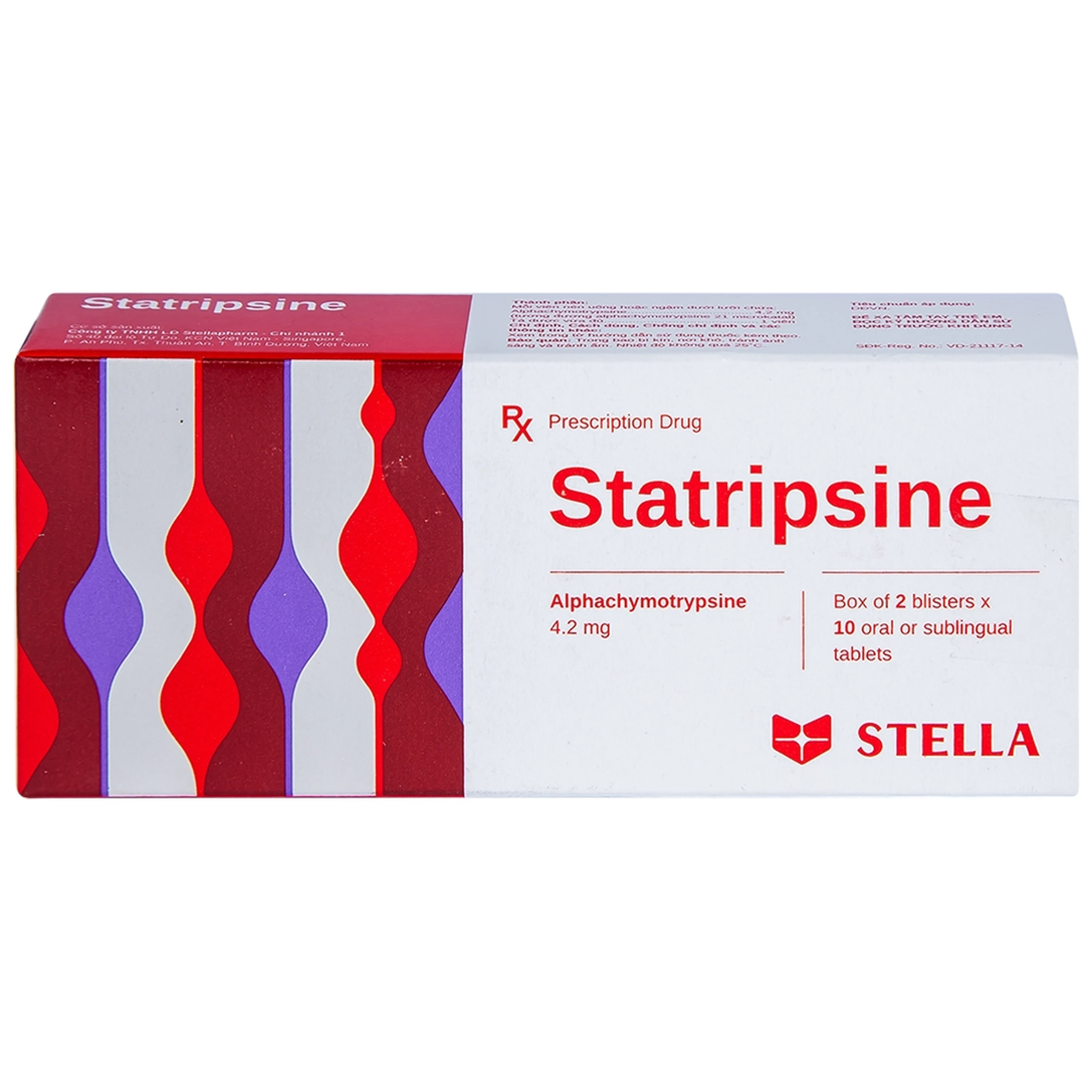 Thuốc Statripsine Stella điều trị phù nề sau chấn thương (2 vỉ x 10 viên)