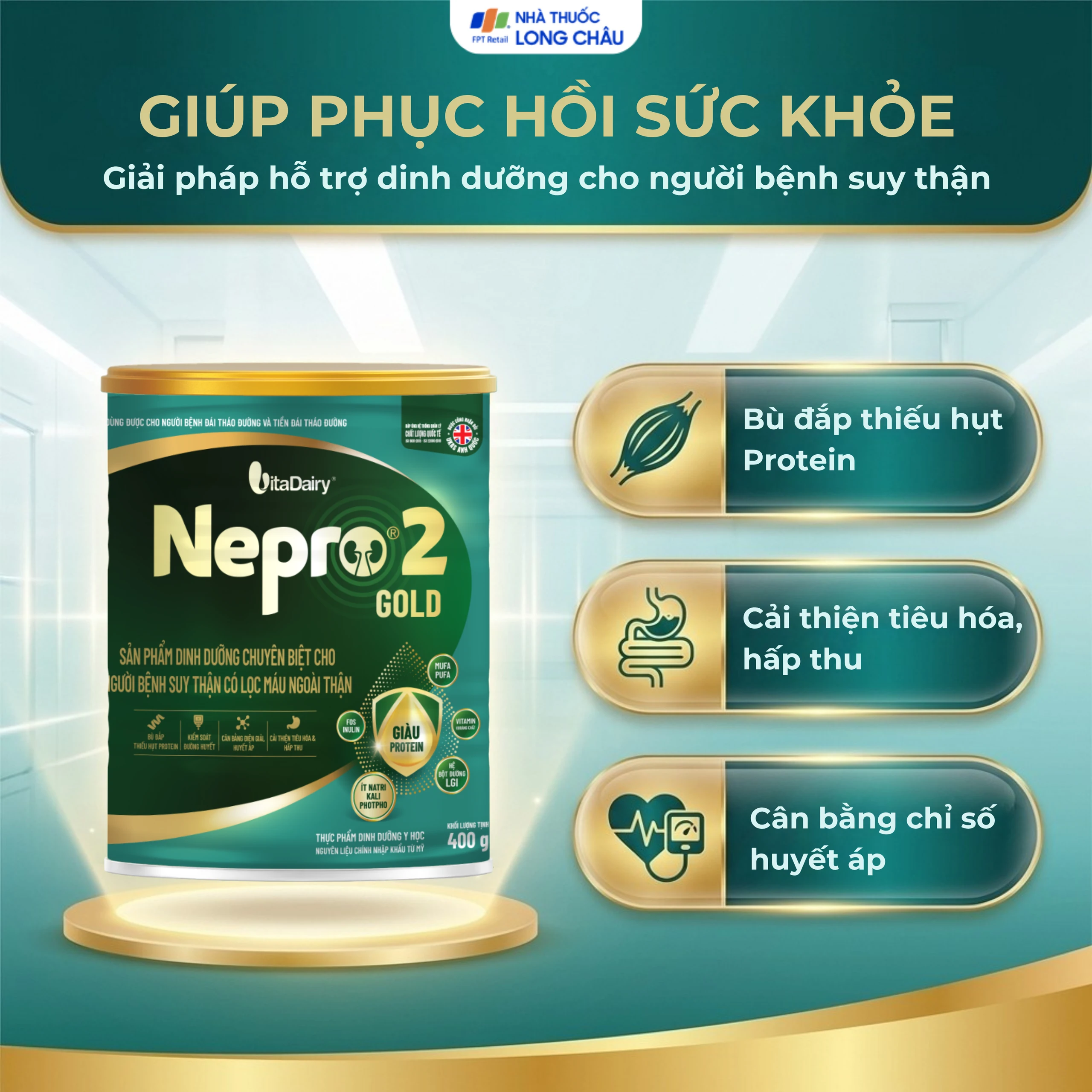 Sữa bổ sung dinh dưỡng người bệnh suy thận Nepro 2 Gold (400g) 4